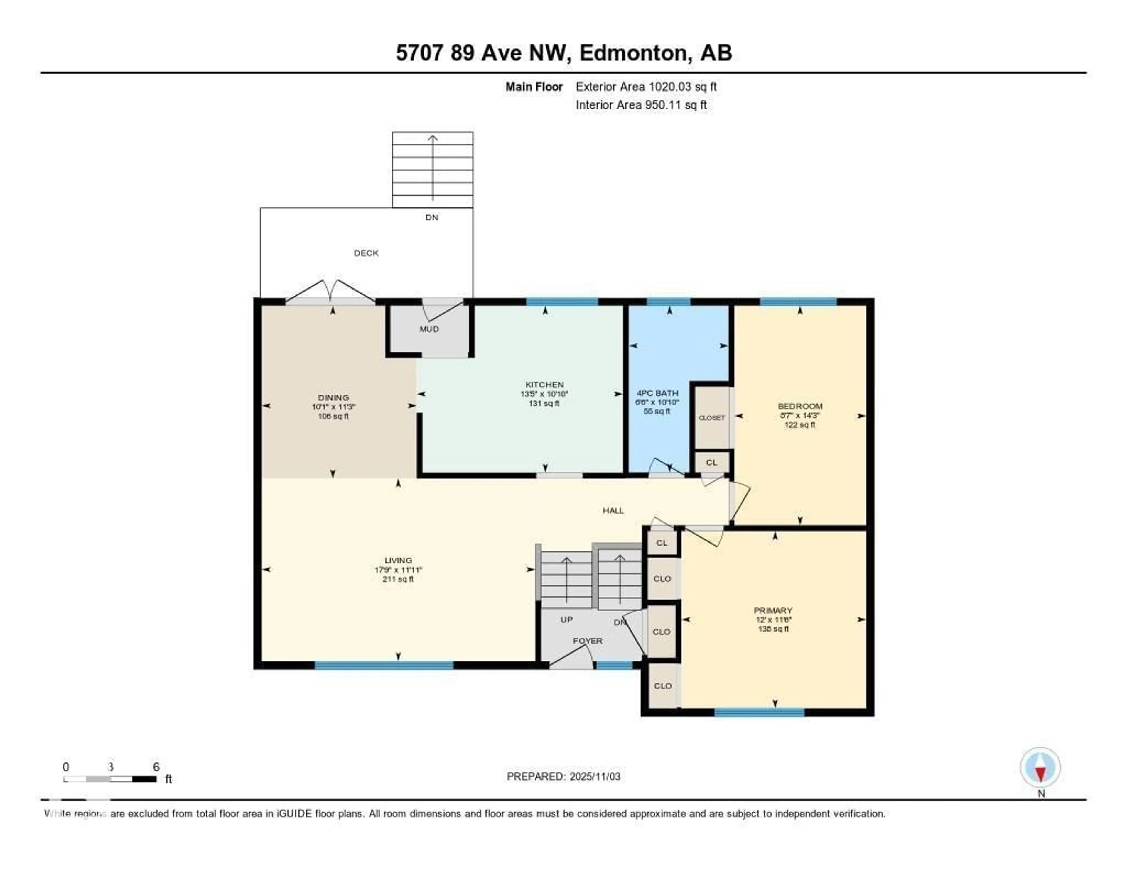 Floor plan for 5707 89 AV, Edmonton Alberta T6B0M8