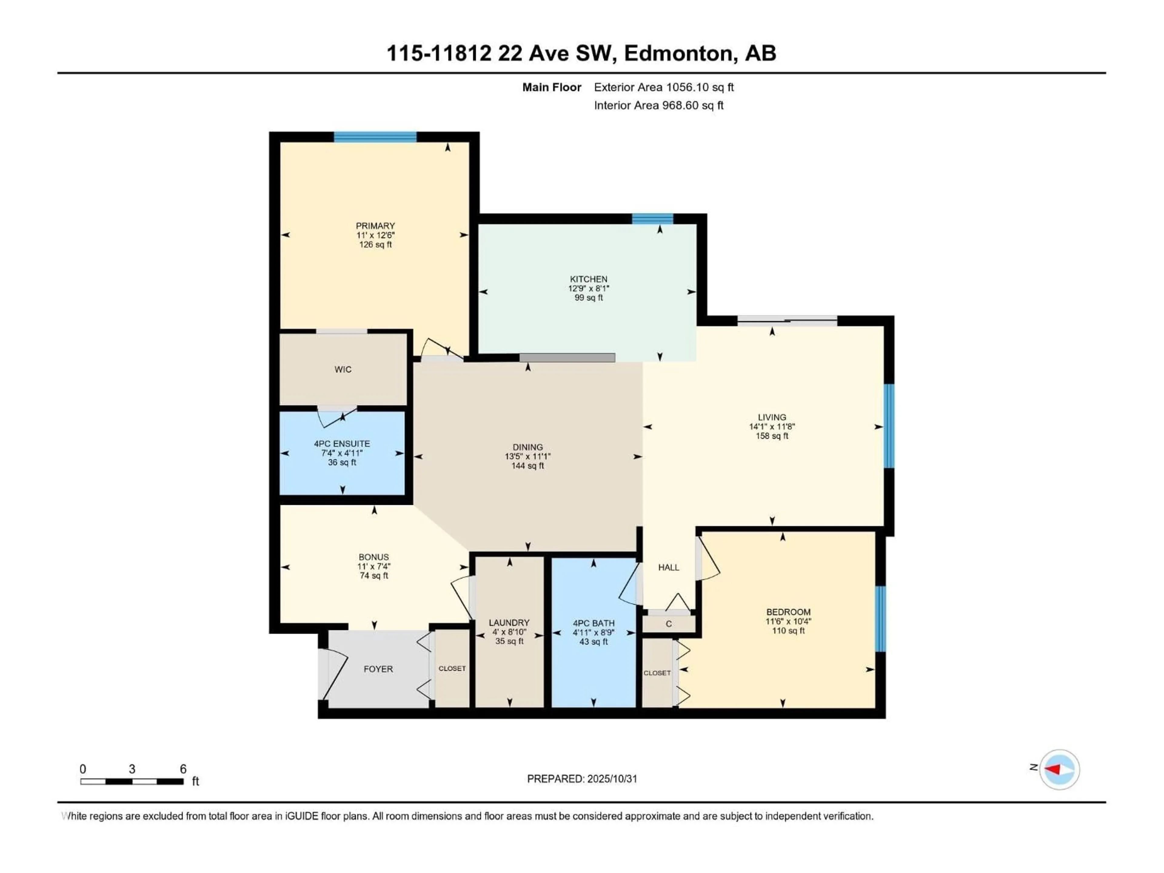 Floor plan for #115 - 11812 22 AV, Edmonton Alberta T6W2A2