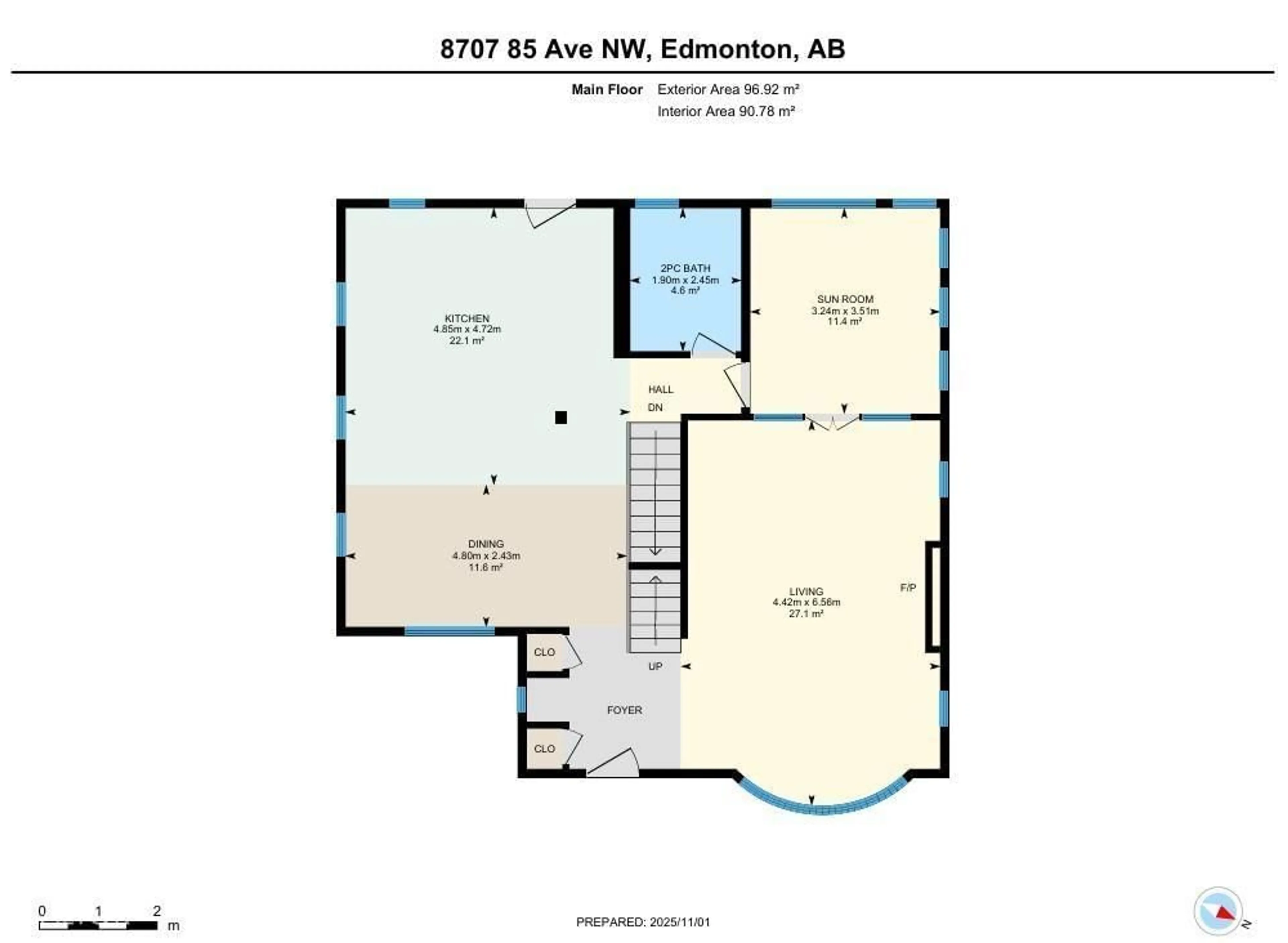 Floor plan for NW - 8707 85 AV, Edmonton Alberta T6C1G8