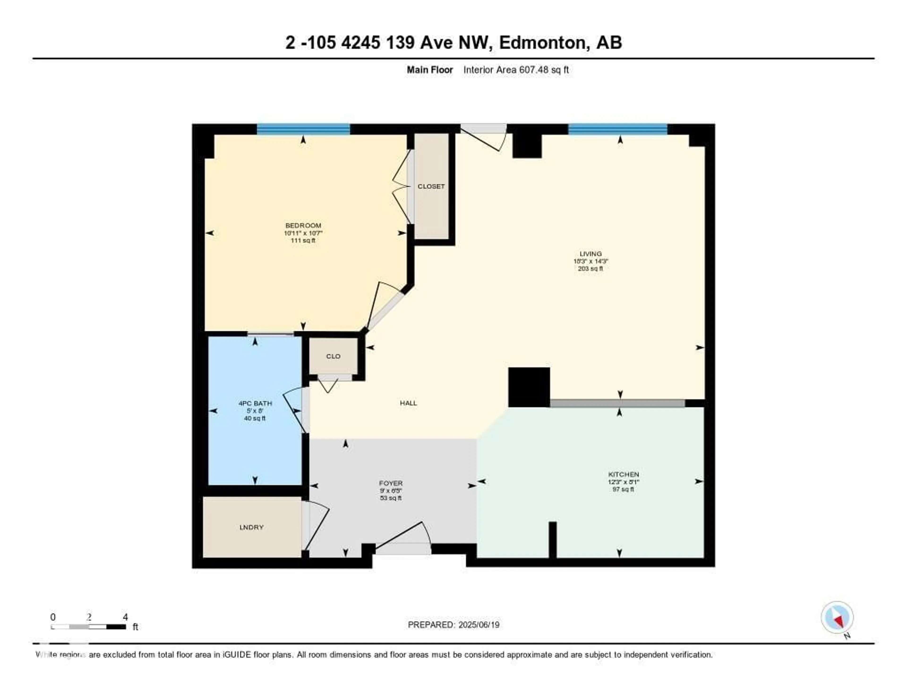 Floor plan for 2-105 - 4245 139 AV, Edmonton Alberta T5Y3E8