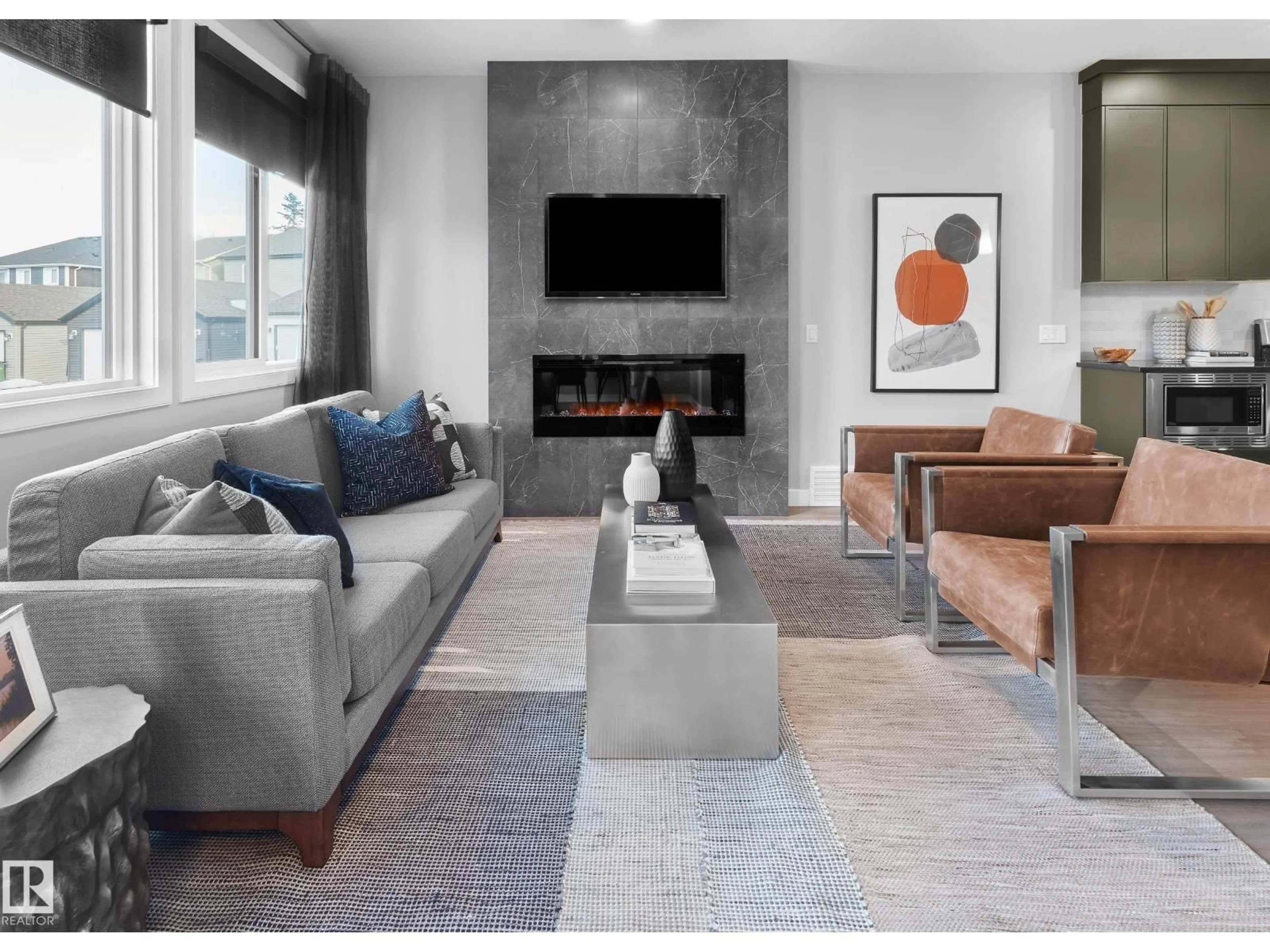 Living room with furniture, unknown for SW - 4836 CAWSEY TC, Edmonton Alberta T6W5M8