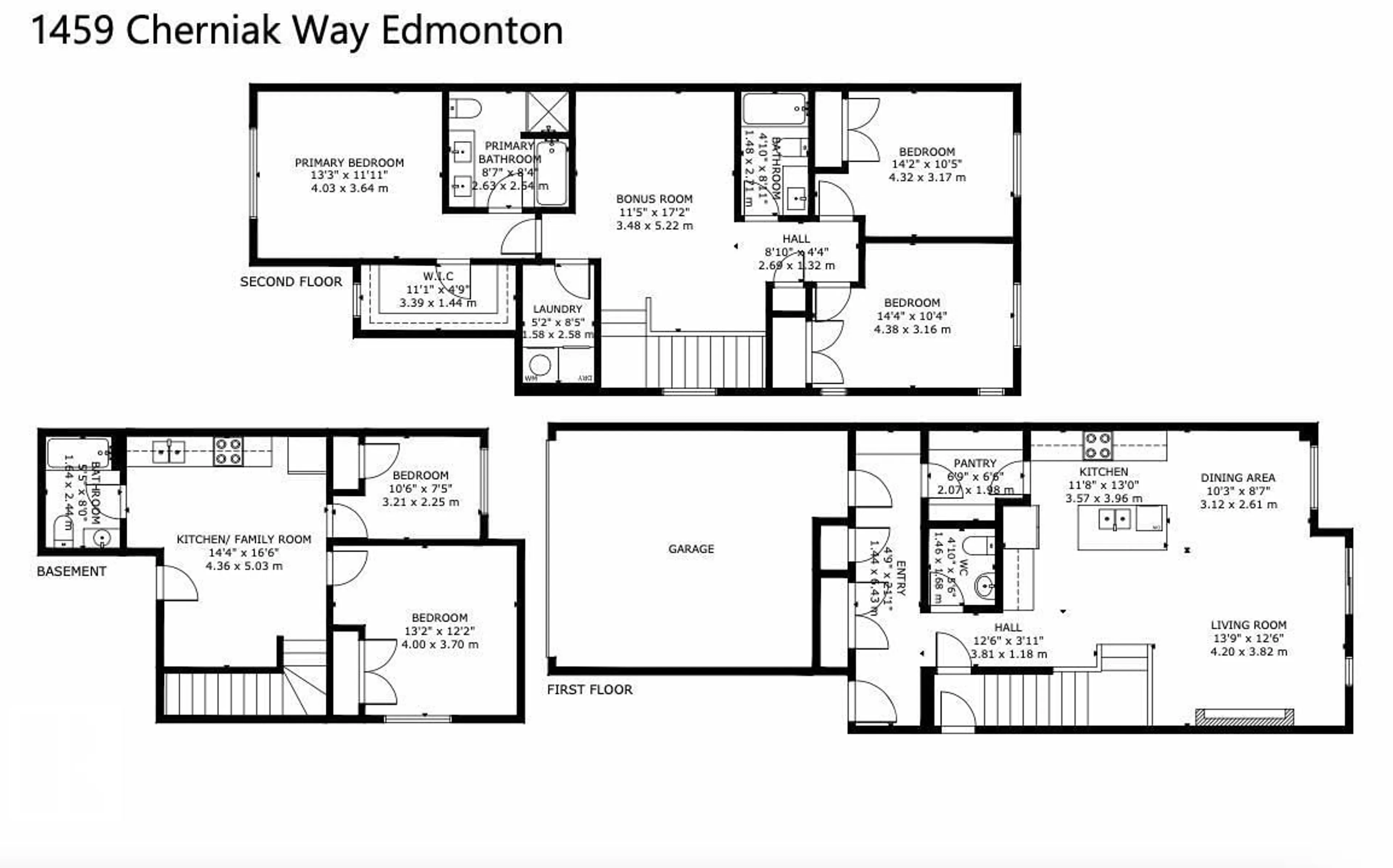Floor plan for 1459 CHERNIAK WY, Edmonton Alberta T6W5B1