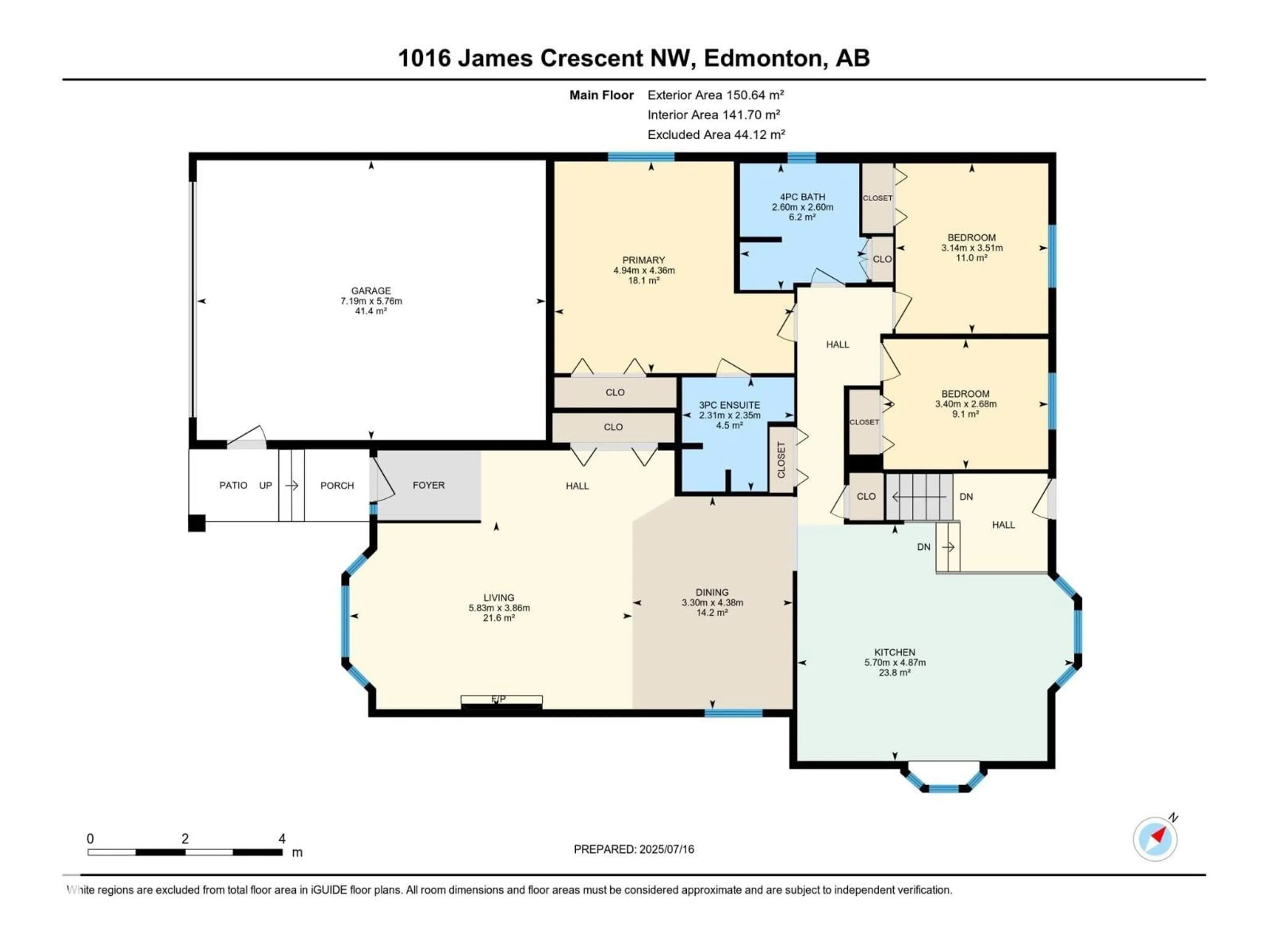 Floor plan for 1016 JAMES CR, Edmonton Alberta T6L6P6