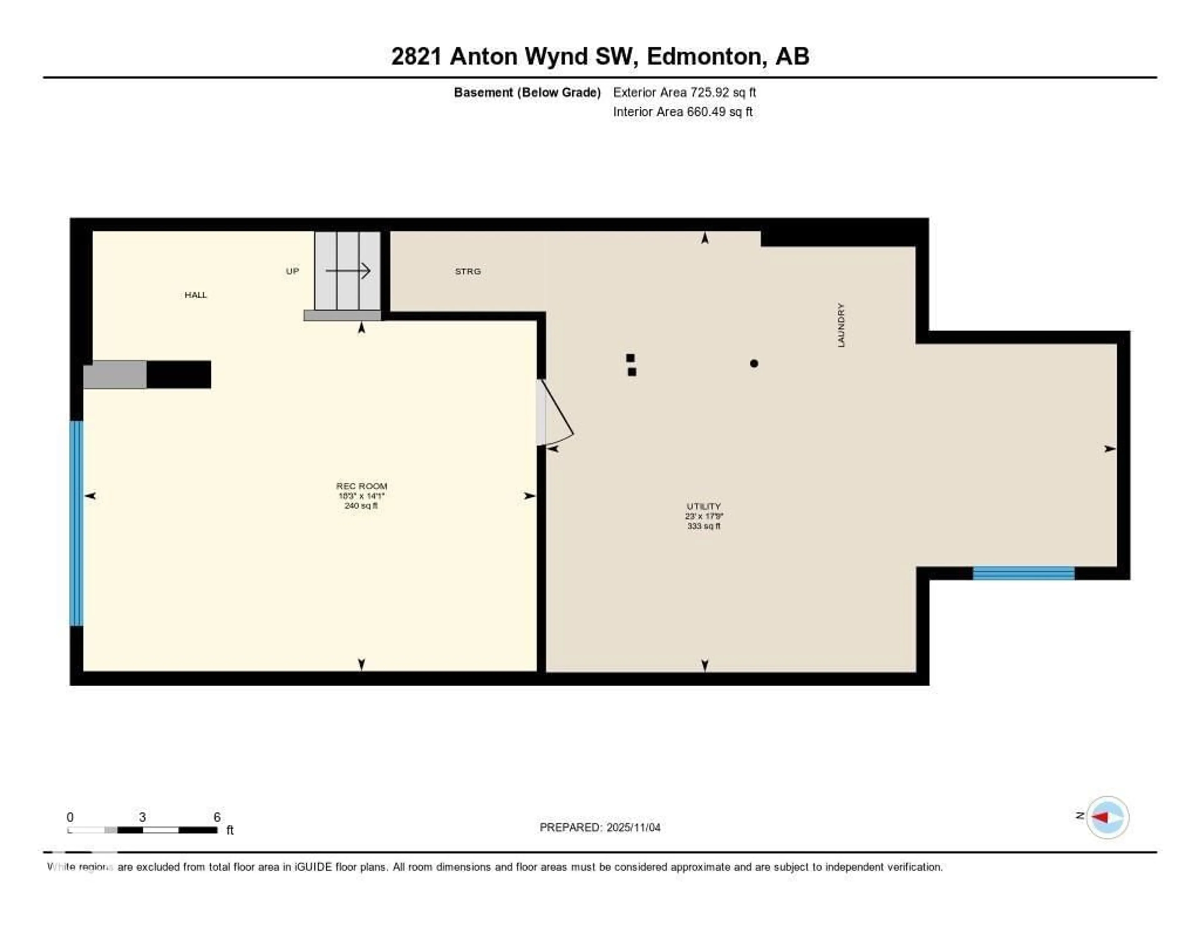 Floor plan for SW - 2821 ANTON WD, Edmonton Alberta T6W4B1