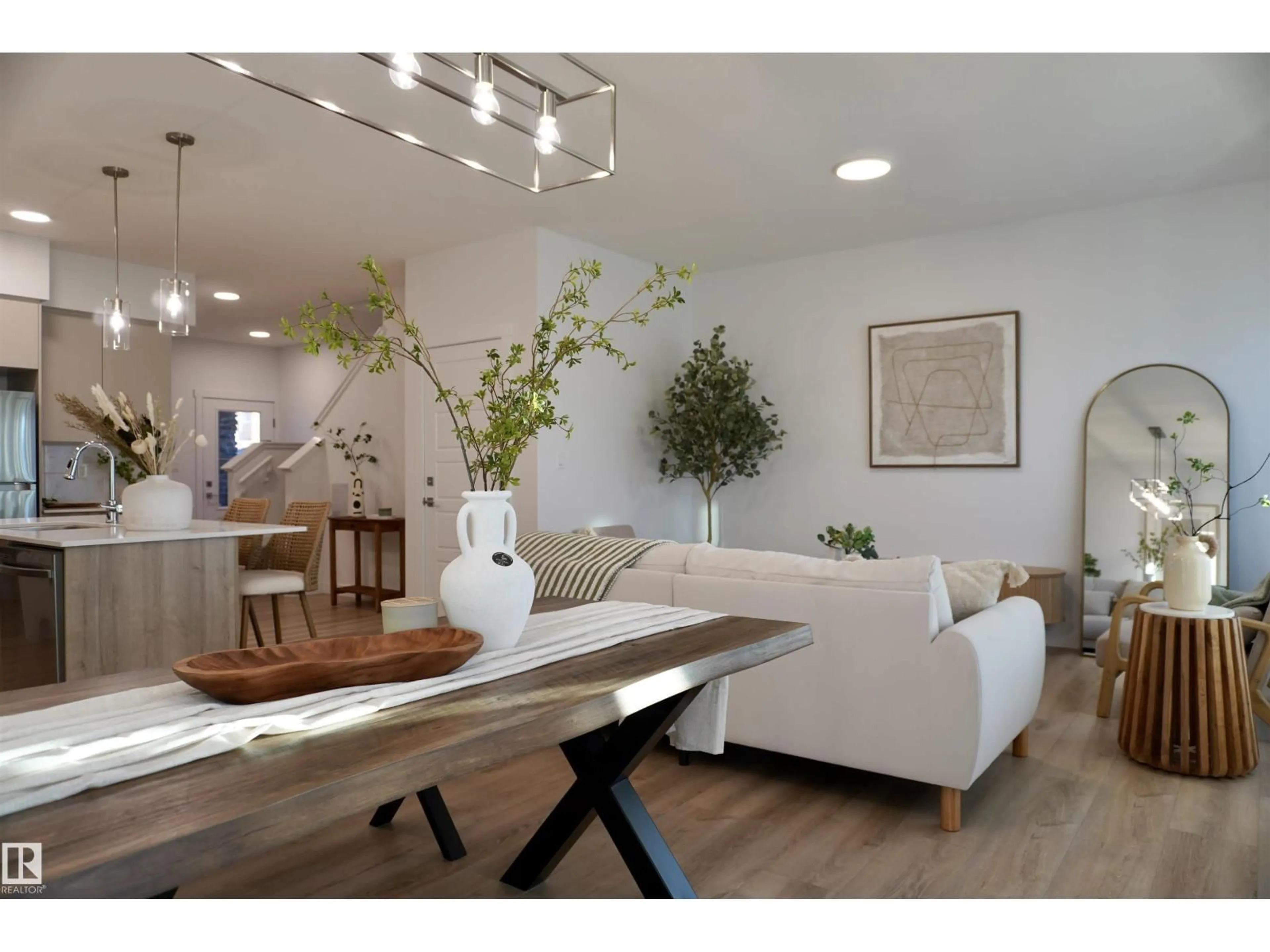 Living room with furniture, wood/laminate floor for 637 KINGLET BV, Edmonton Alberta T5S0S8