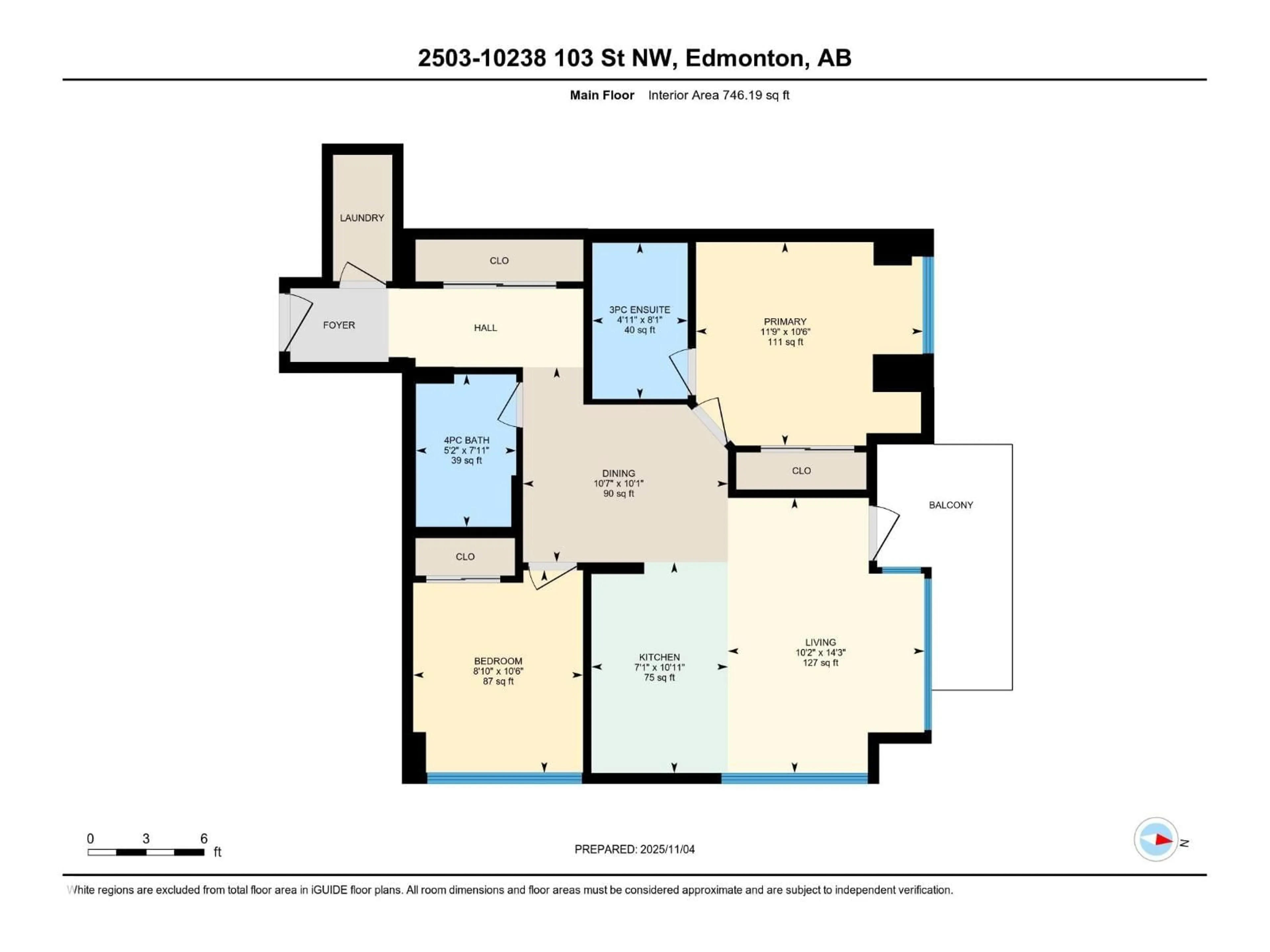 Floor plan for 10238 - 2503 103 ST NW, Edmonton Alberta T5J0G6
