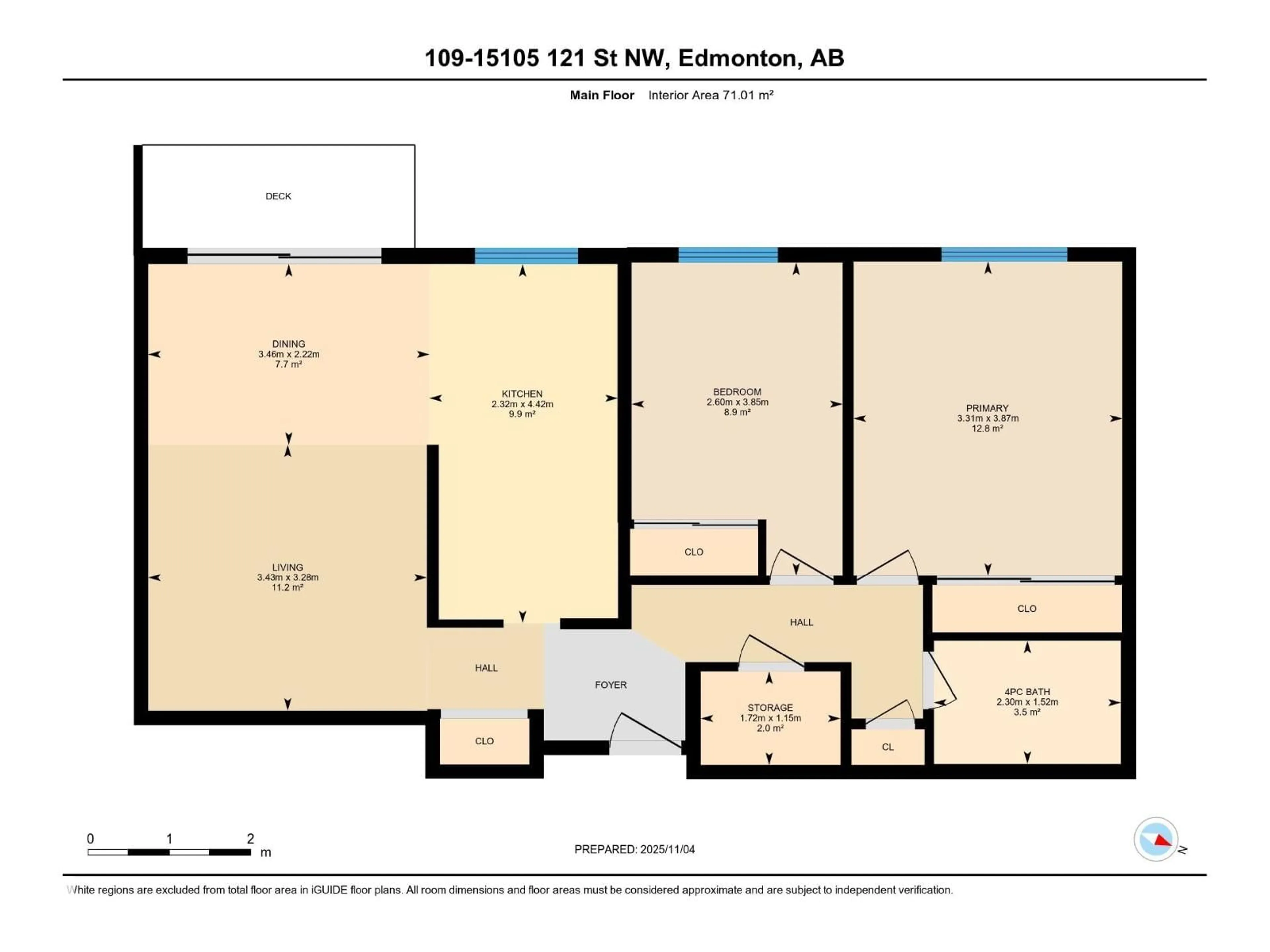 Floor plan for 109 - 15105 121 ST NW, Edmonton Alberta T5X2G3