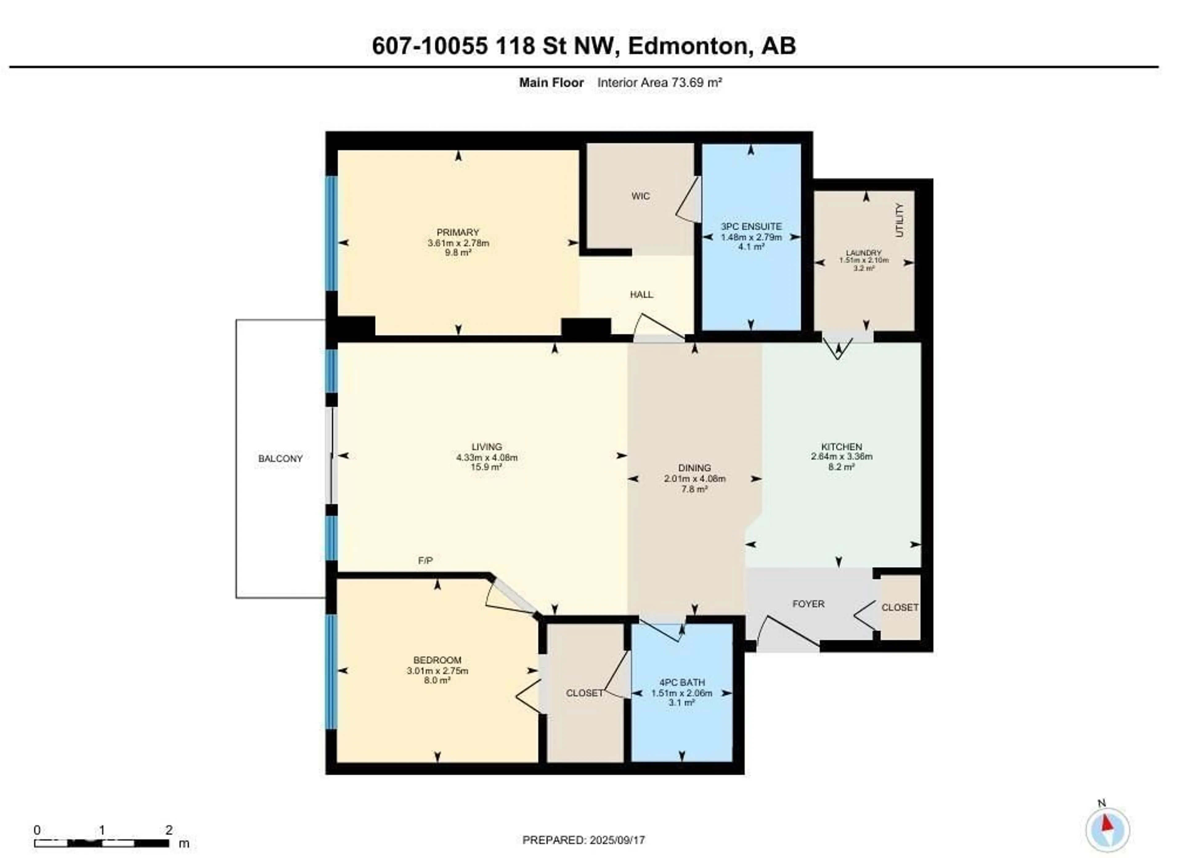 Floor plan for #607 - 10055 118 ST, Edmonton Alberta T5K0C1
