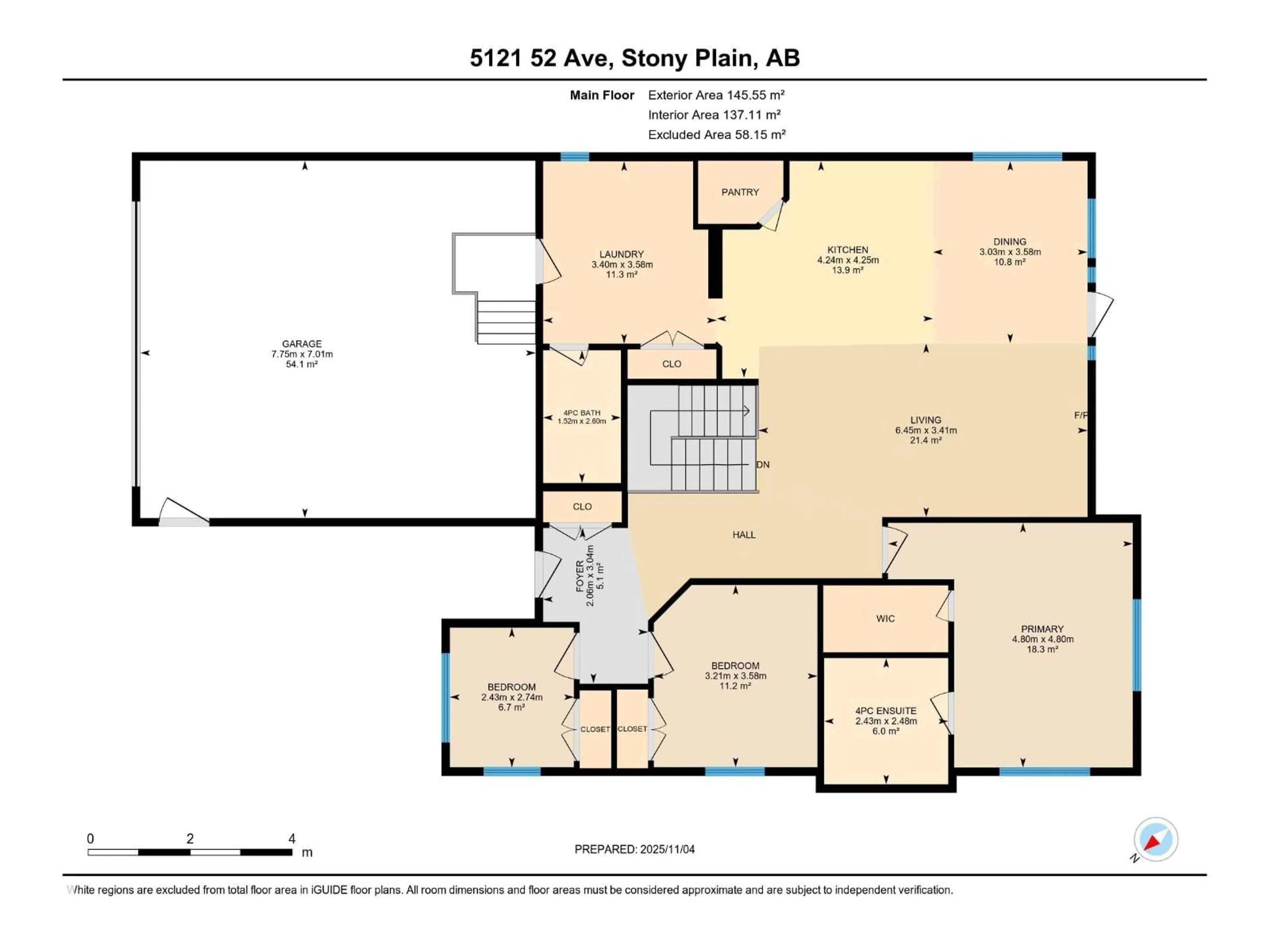 Floor plan for 5121 52 AV, Stony Plain Alberta T7X1C2