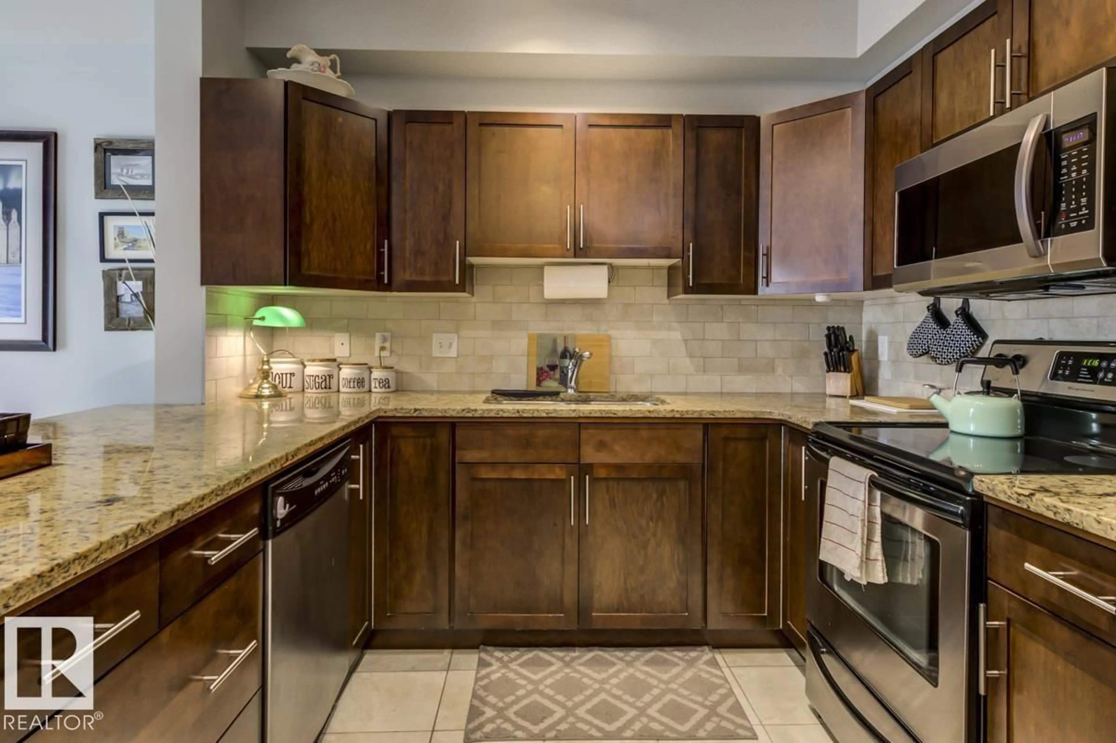 Standard kitchen, ceramic/tile floor for #322 - 2035 GRANTHAM CO, Edmonton Alberta T5T3X4