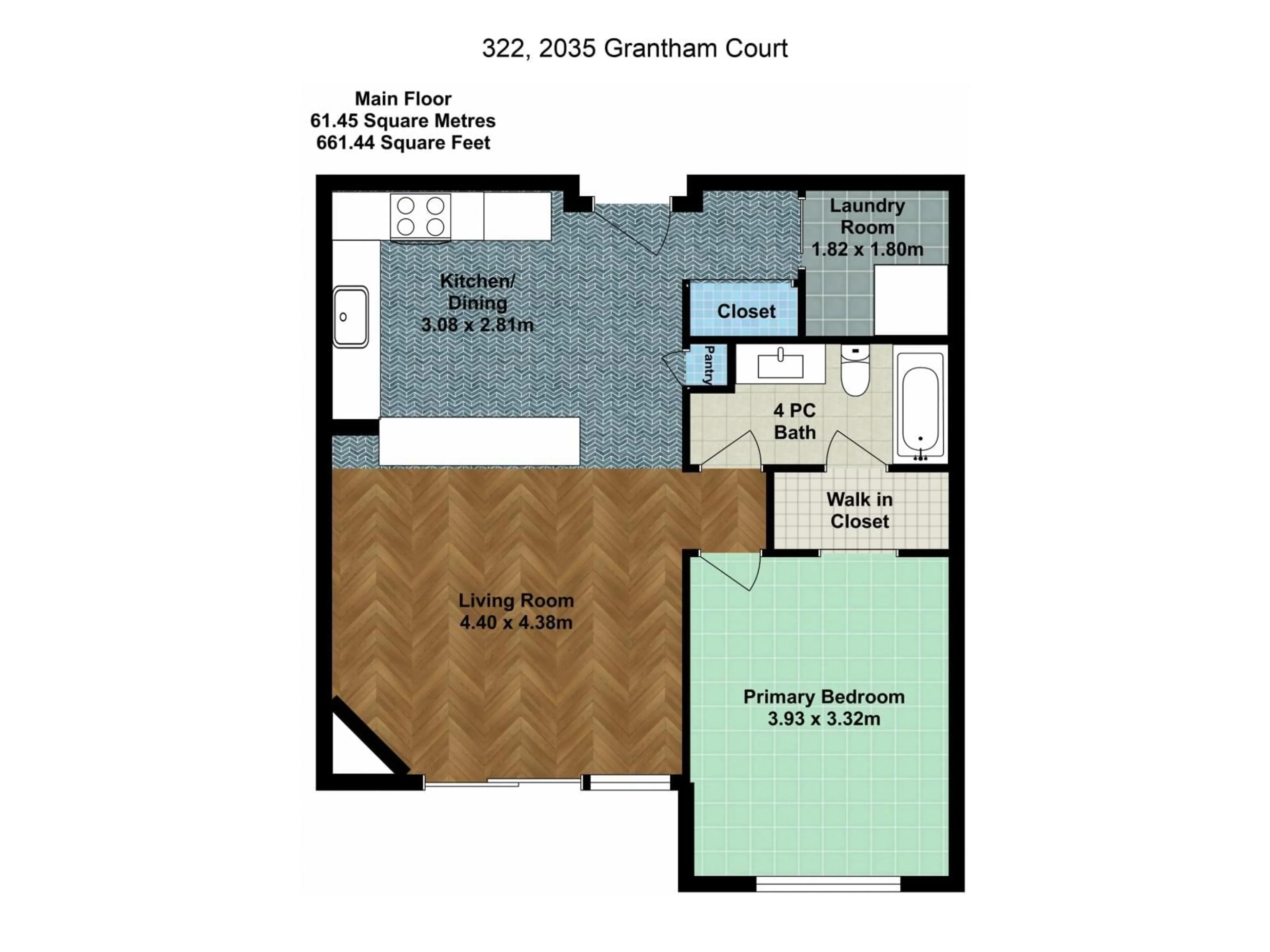 Floor plan for #322 - 2035 GRANTHAM CO, Edmonton Alberta T5T3X4