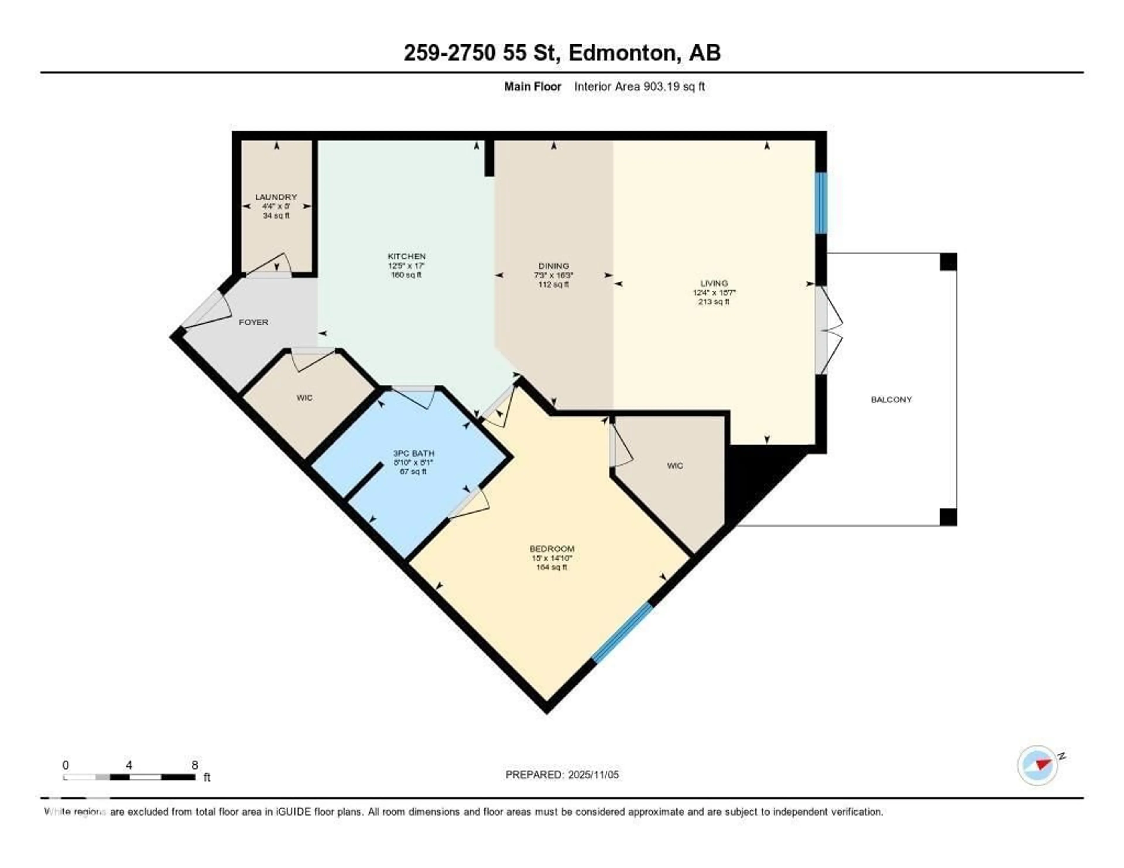 Floor plan for 259 2750 55 ST NW, Edmonton Alberta T6L7H5