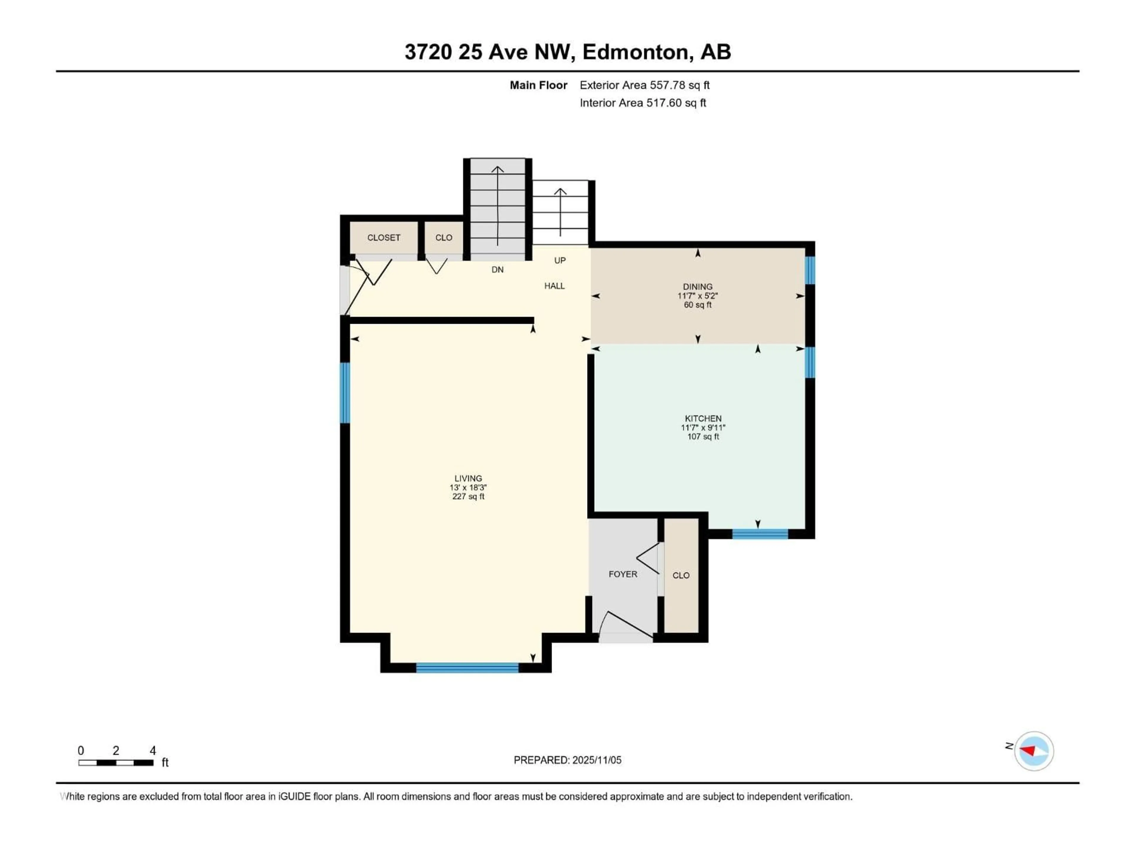 Floor plan for None - 3720 25 AV NW, Edmonton Alberta T6L4M4