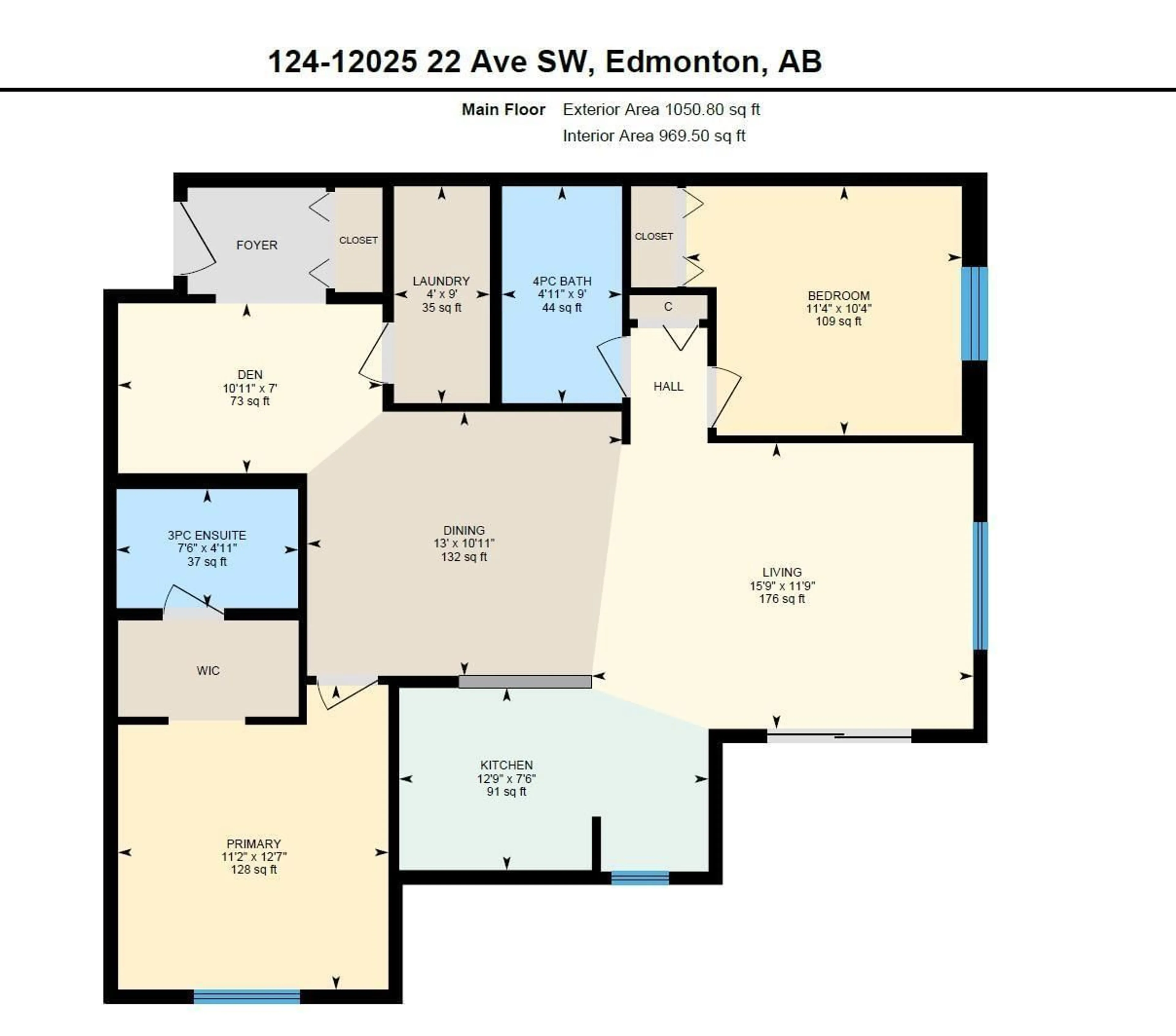 Floor plan for #124 - 12025 22 AV, Edmonton Alberta T6W2Y1