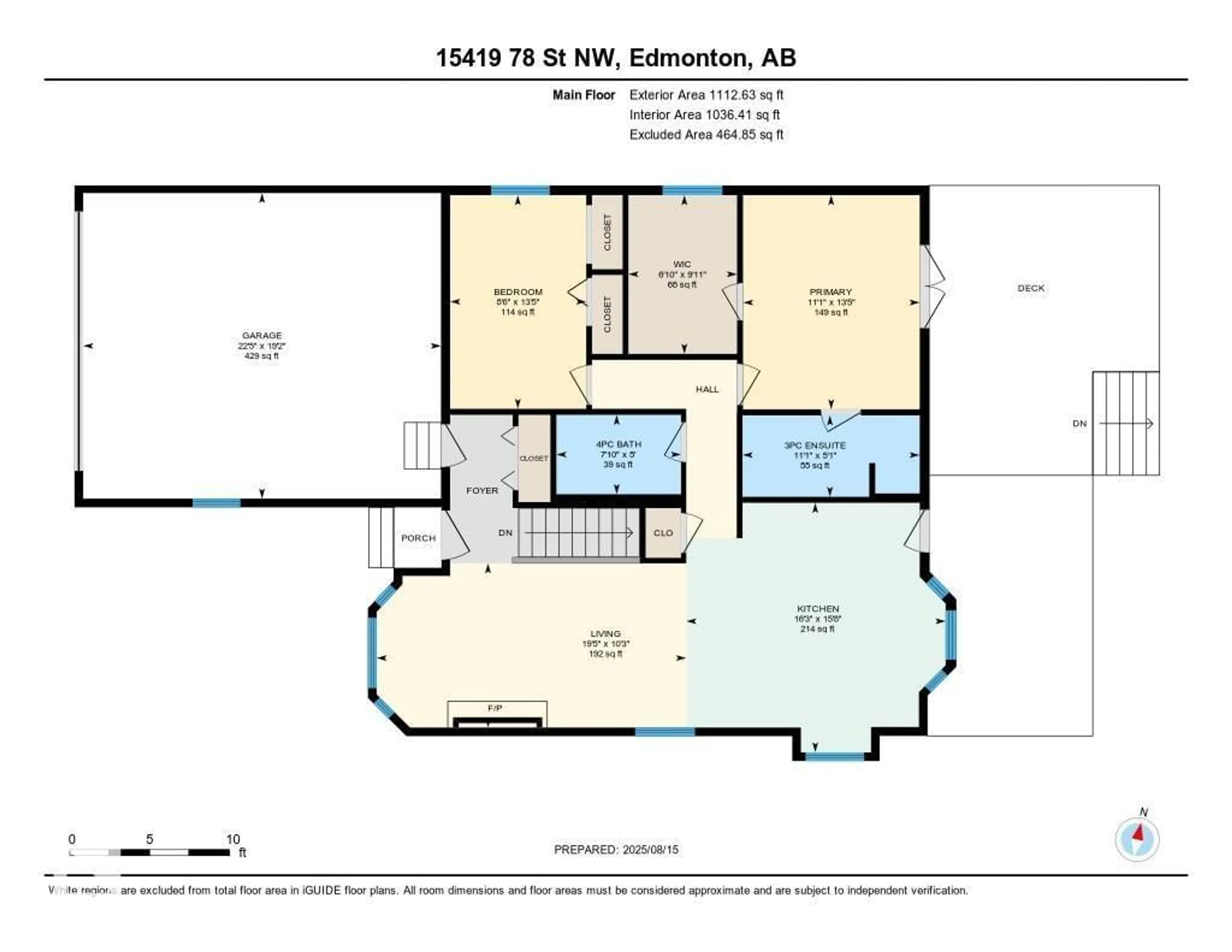 Floor plan for NW - 15419 78 ST, Edmonton Alberta T5Z2S8