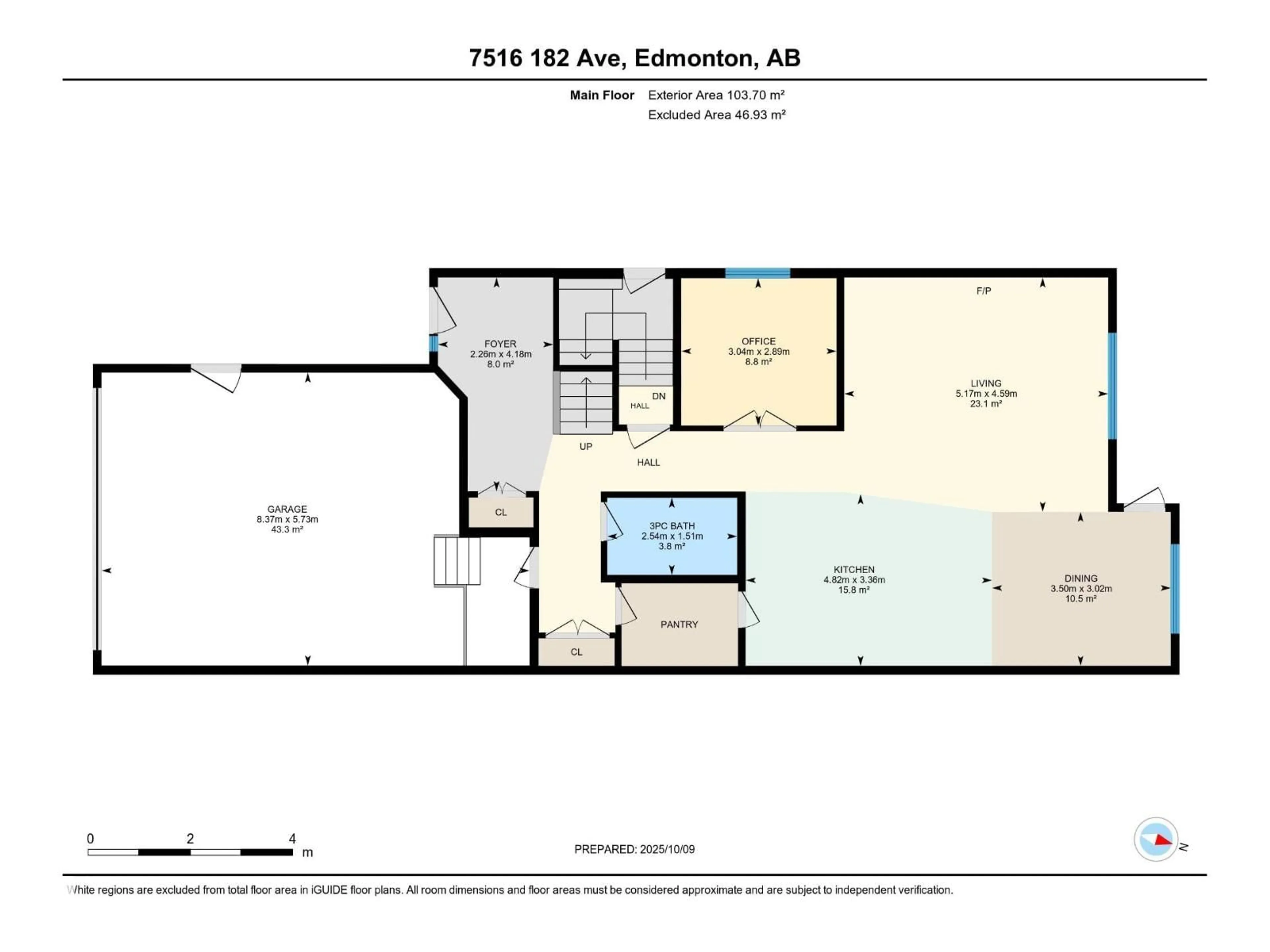 Floor plan for NW - 7516 182 AV, Edmonton Alberta T5Z0M1