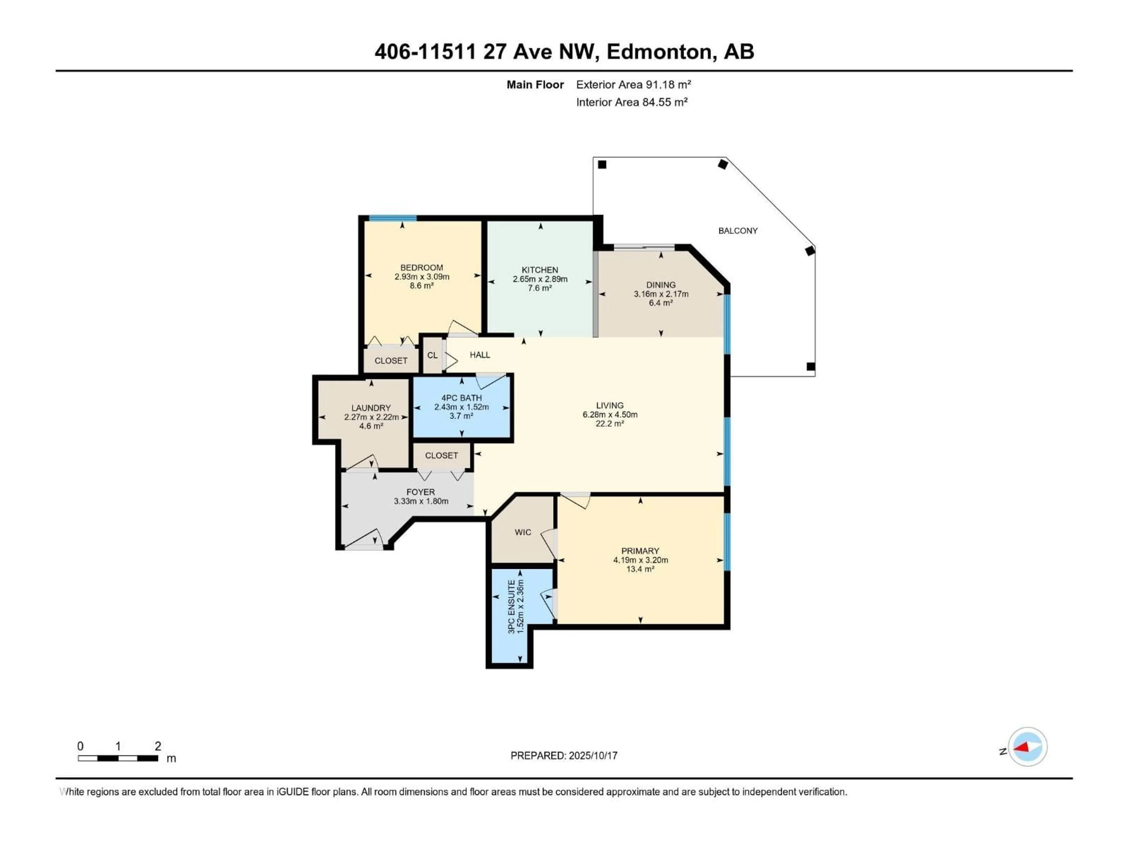 Floor plan for #406 - 11511 27 AV, Edmonton Alberta T6J7J8
