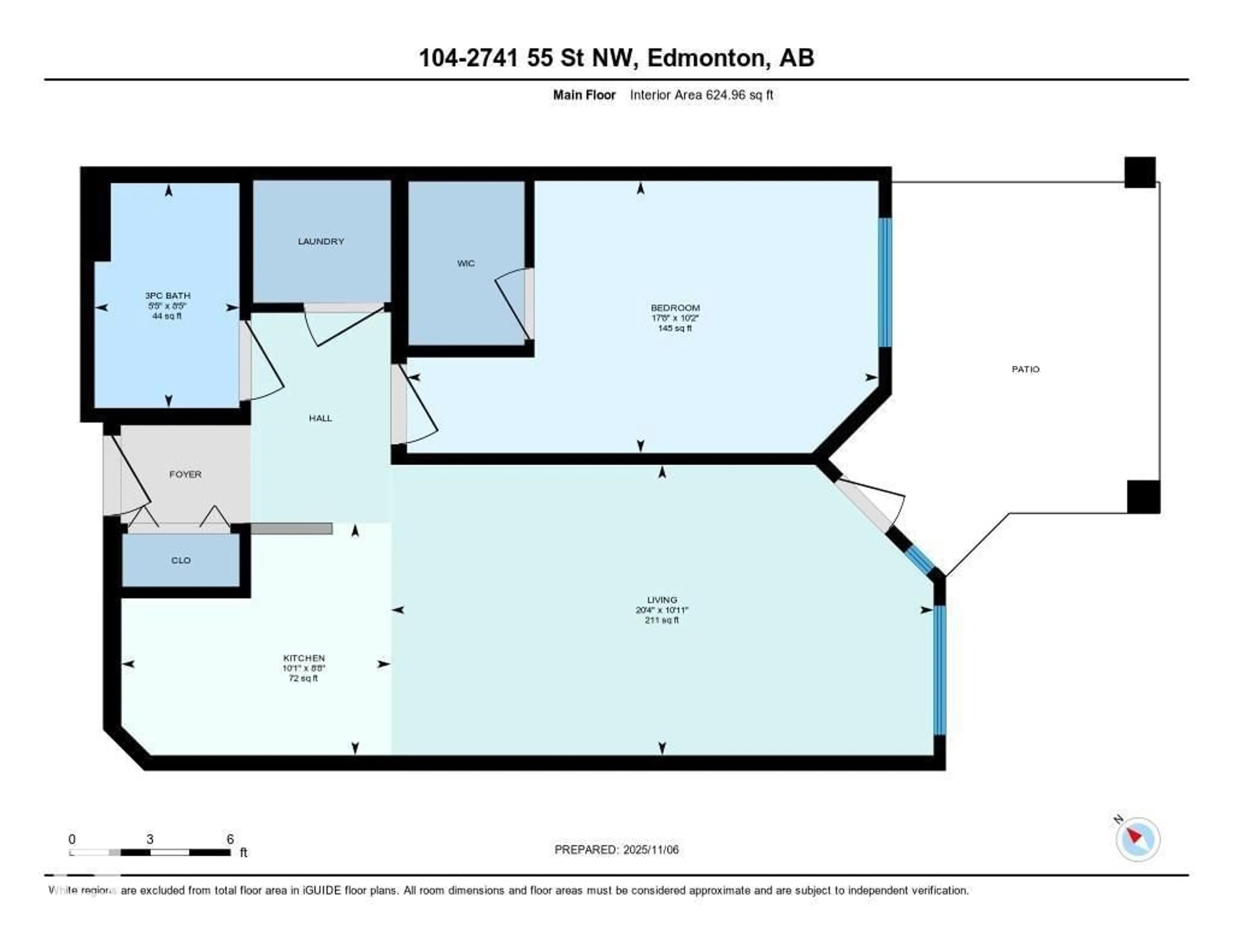 Floor plan for #104 - 2741 55 ST, Edmonton Alberta T6L7G7