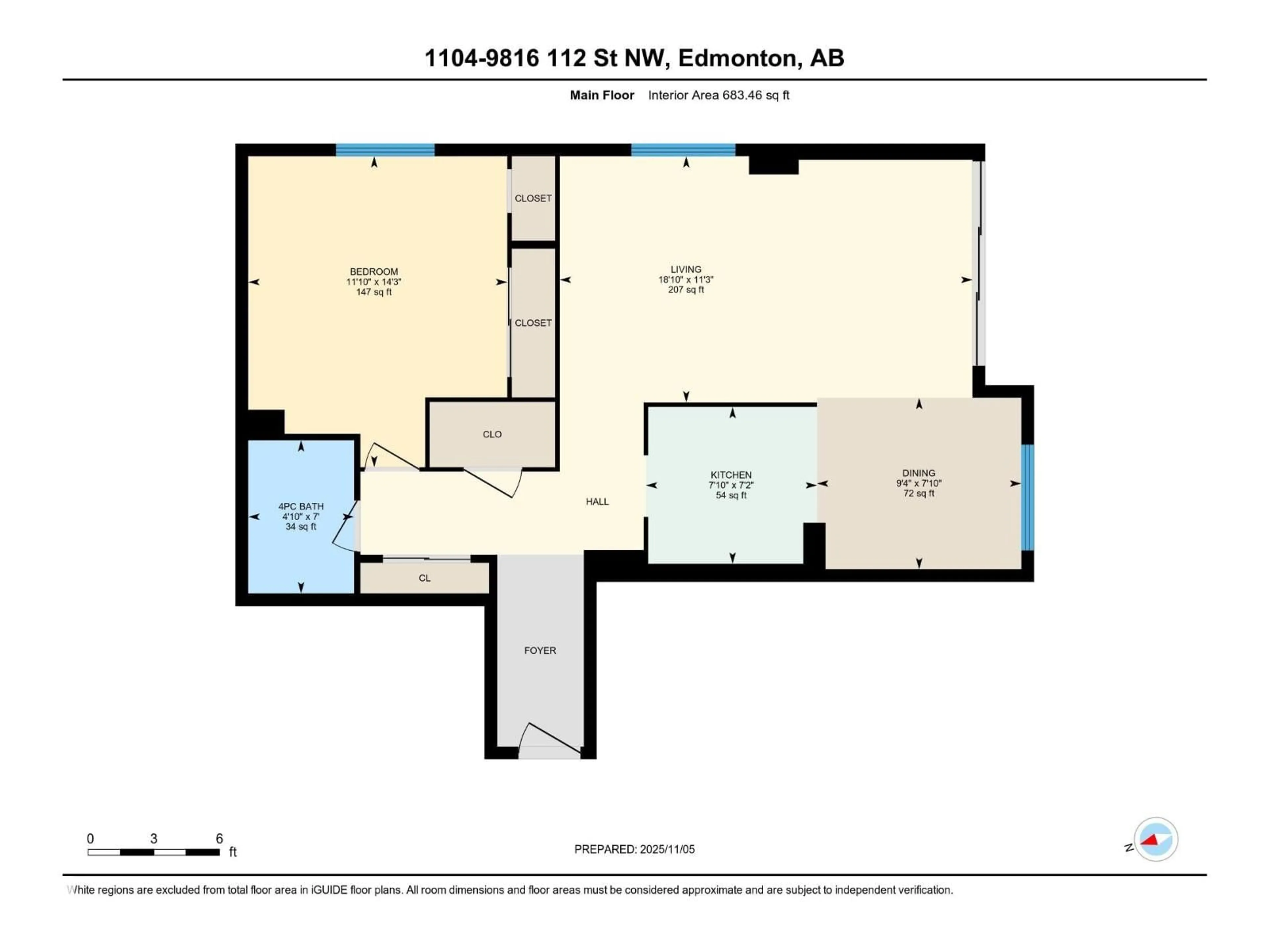 Floor plan for #1401 - 9816 112 ST, Edmonton Alberta T5K1L5