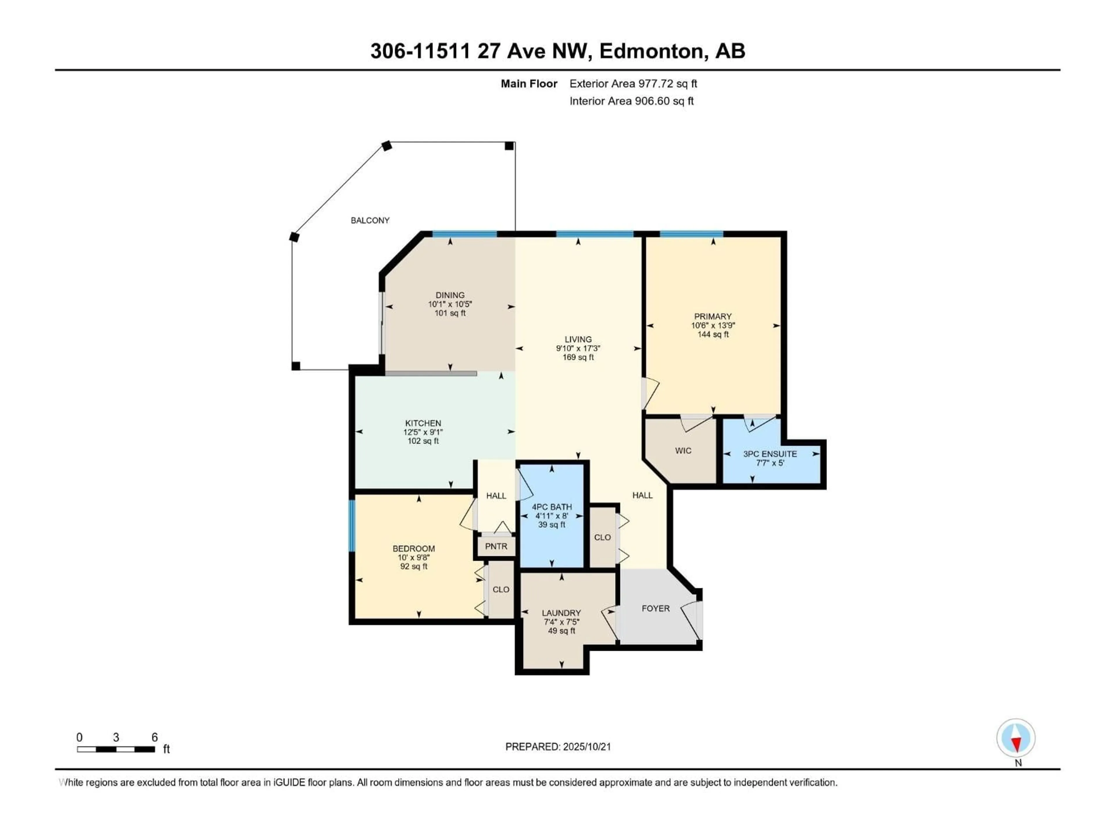 Floor plan for #306 - 11511 27 AV, Edmonton Alberta T6J7J8