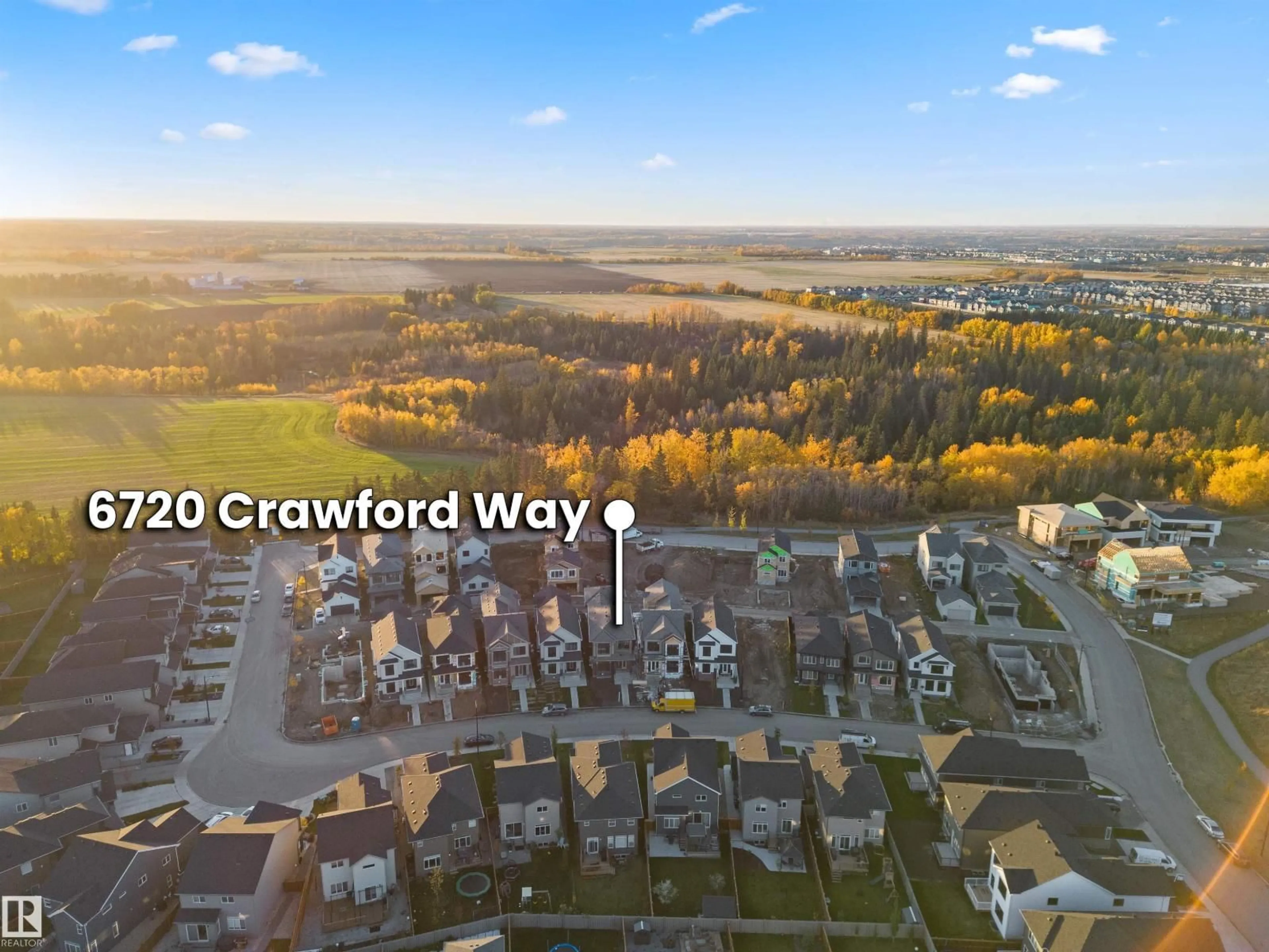 A pic from outside/outdoor area/front of a property/back of a property/a pic from drone, unknown for 6720 CRAWFORD WY, Edmonton Alberta T6W1A6