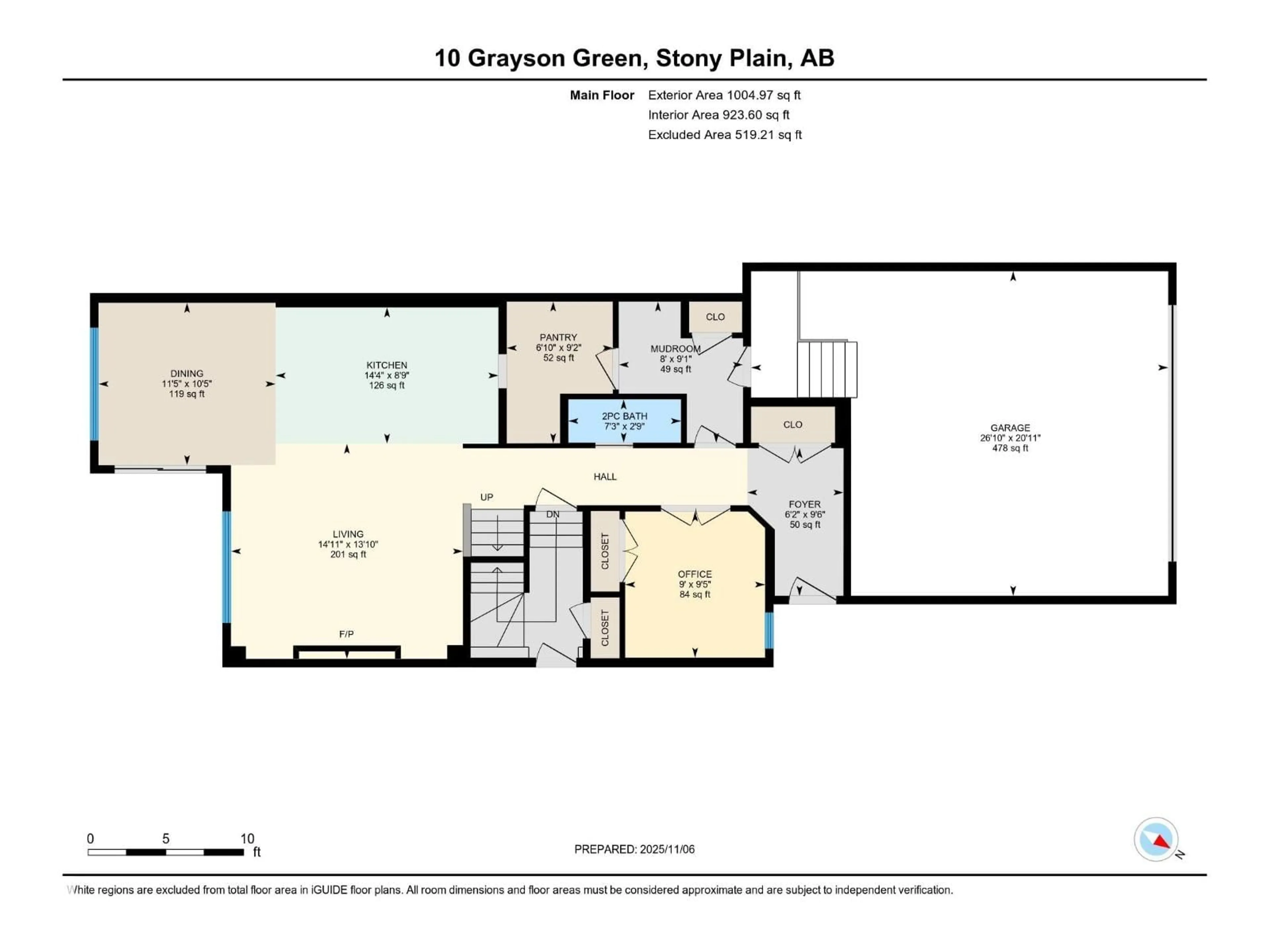 Floor plan for 10 GRAYSON GREEN, Stony Plain Alberta T7Z0A0