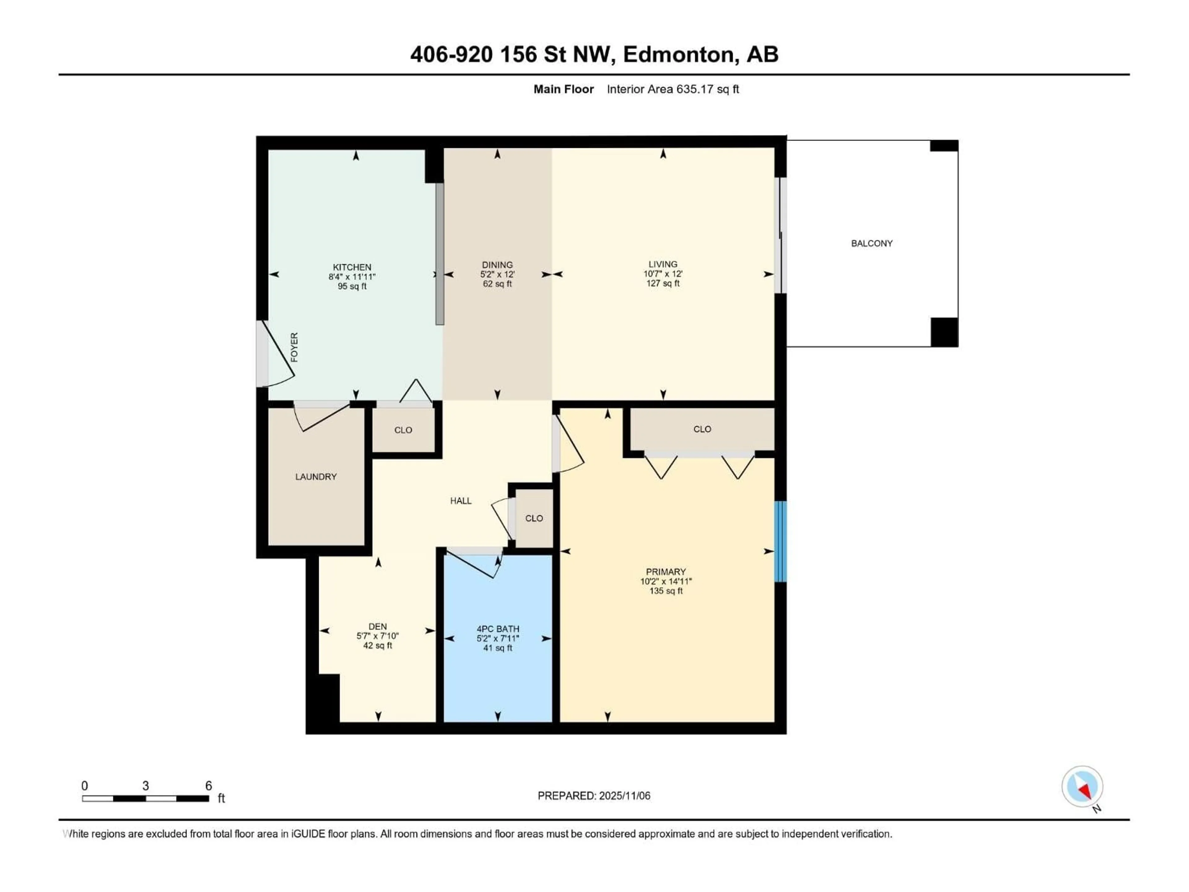 Floor plan for #406 - 920 156 ST, Edmonton Alberta T6R0N6