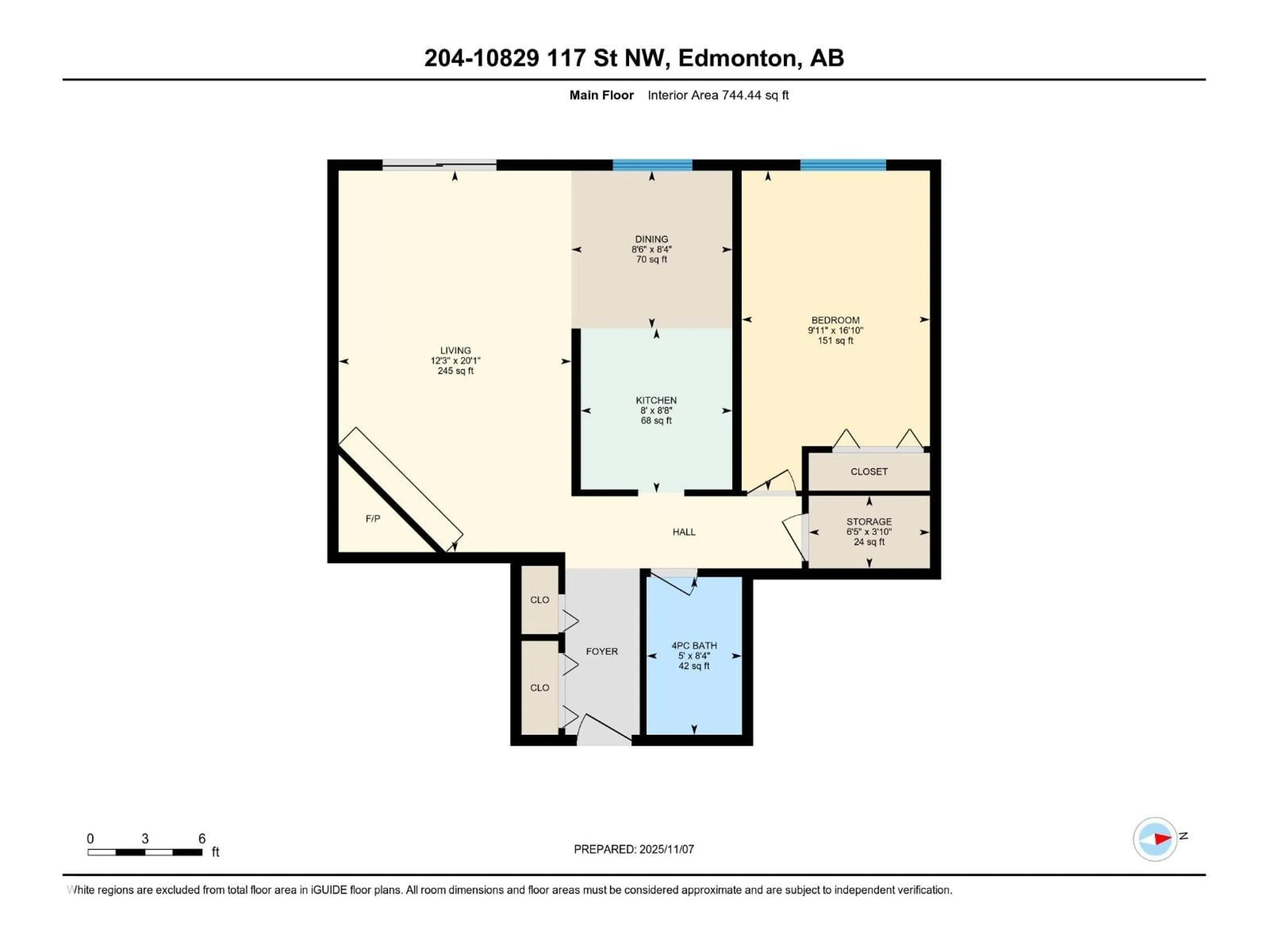 Floor plan for 204 - 10829 117 ST, Edmonton Alberta T5H3N4