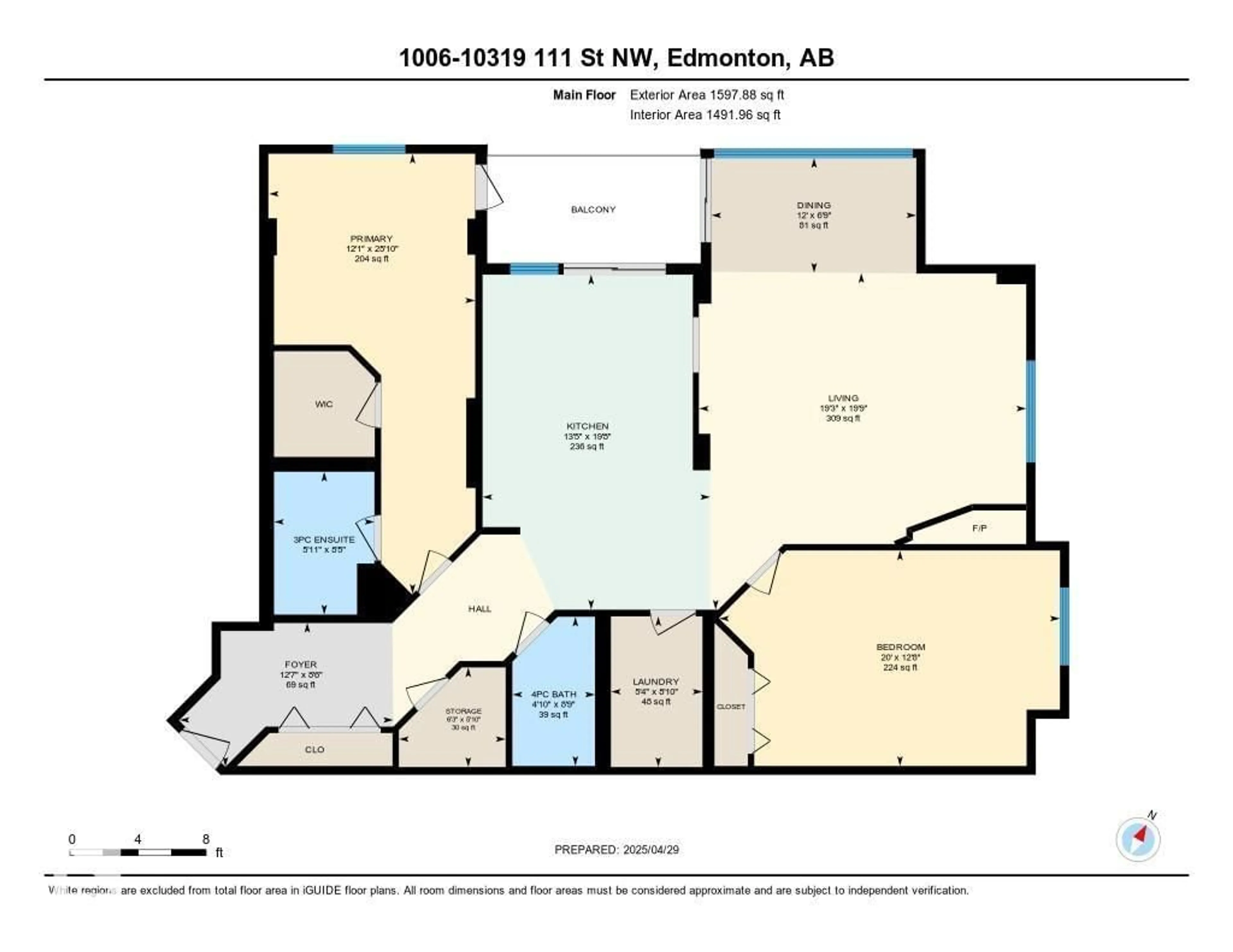 Floor plan for 10319 - 1006 111 ST, Edmonton Alberta T5K0A2
