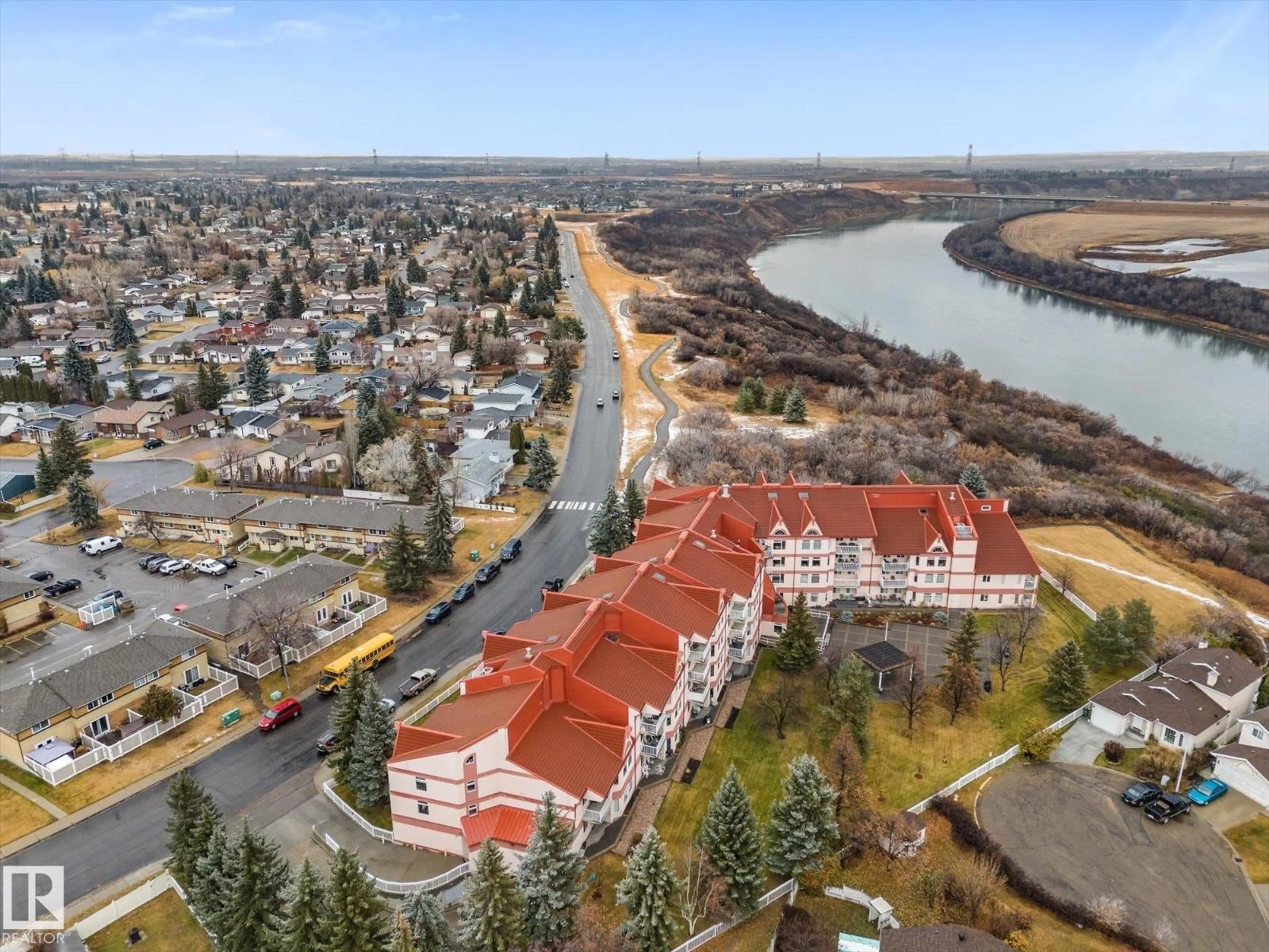 A pic from outside/outdoor area/front of a property/back of a property/a pic from drone, water/lake/river/ocean view for #114 - 2011 137 AV, Edmonton Alberta T5A4W2