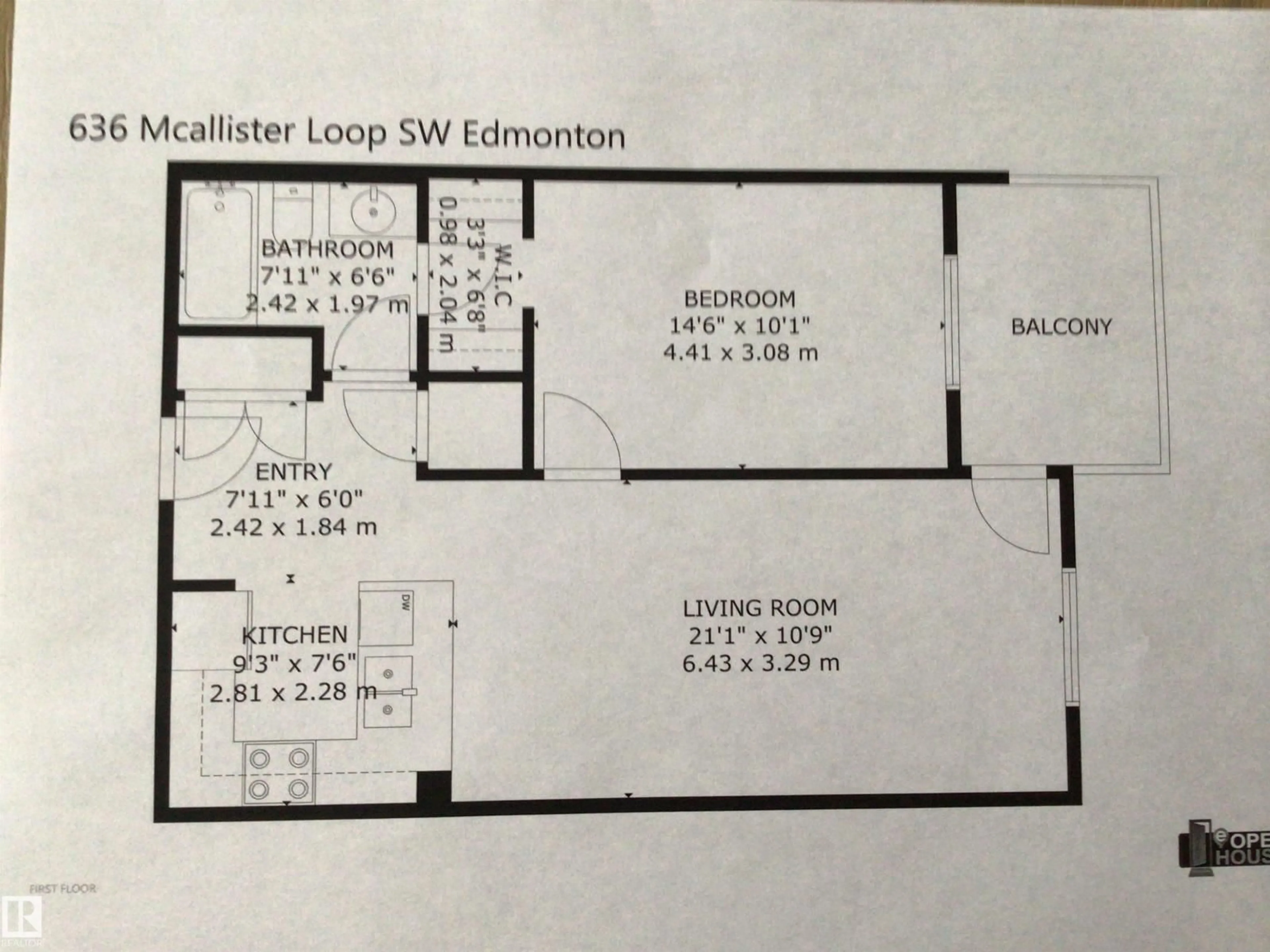 Floor plan for #313 - 636 MCALLISTER LO, Edmonton Alberta T6W1N2