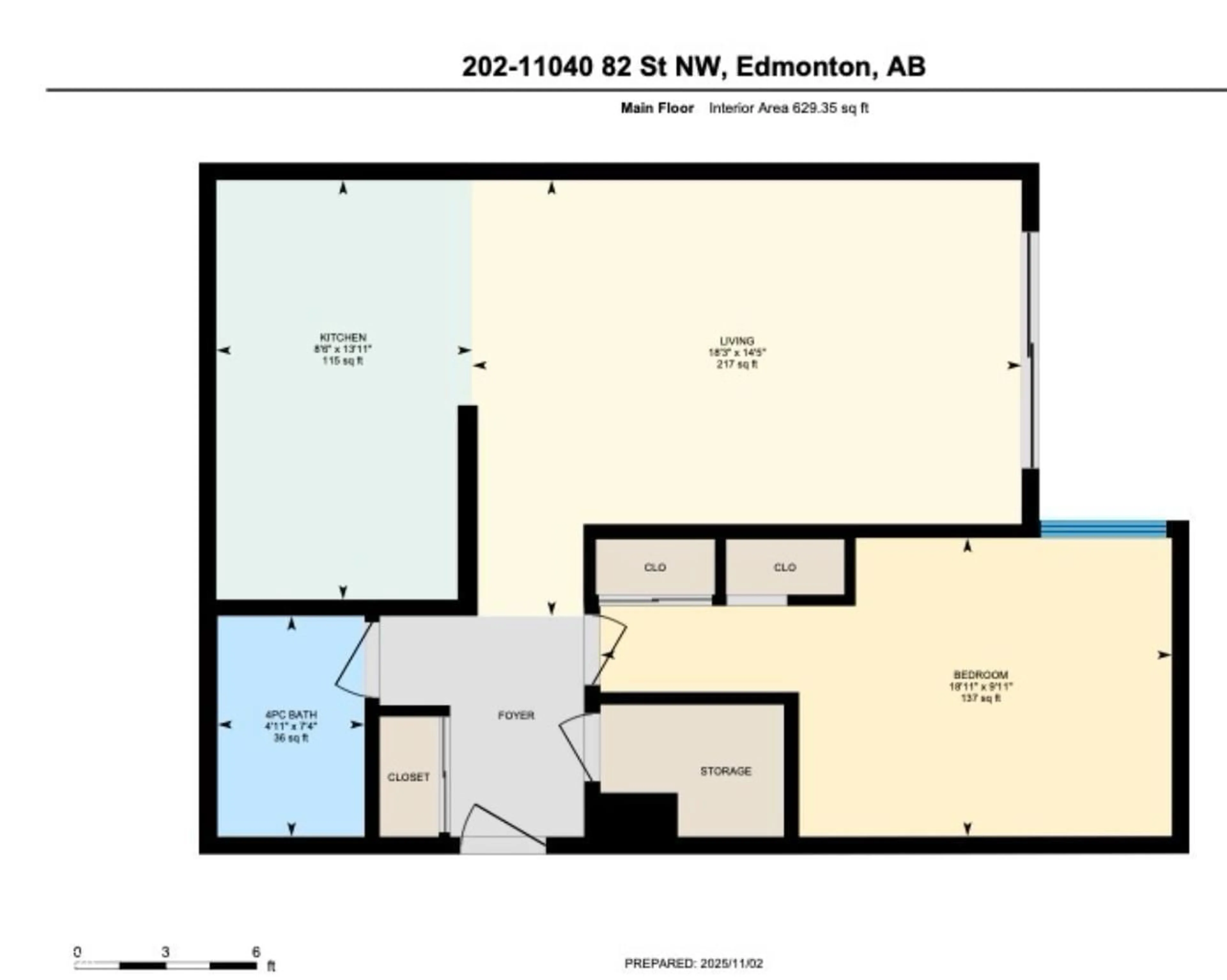 Floor plan for 202 - 11040 82 ST, Edmonton Alberta T5H1L9
