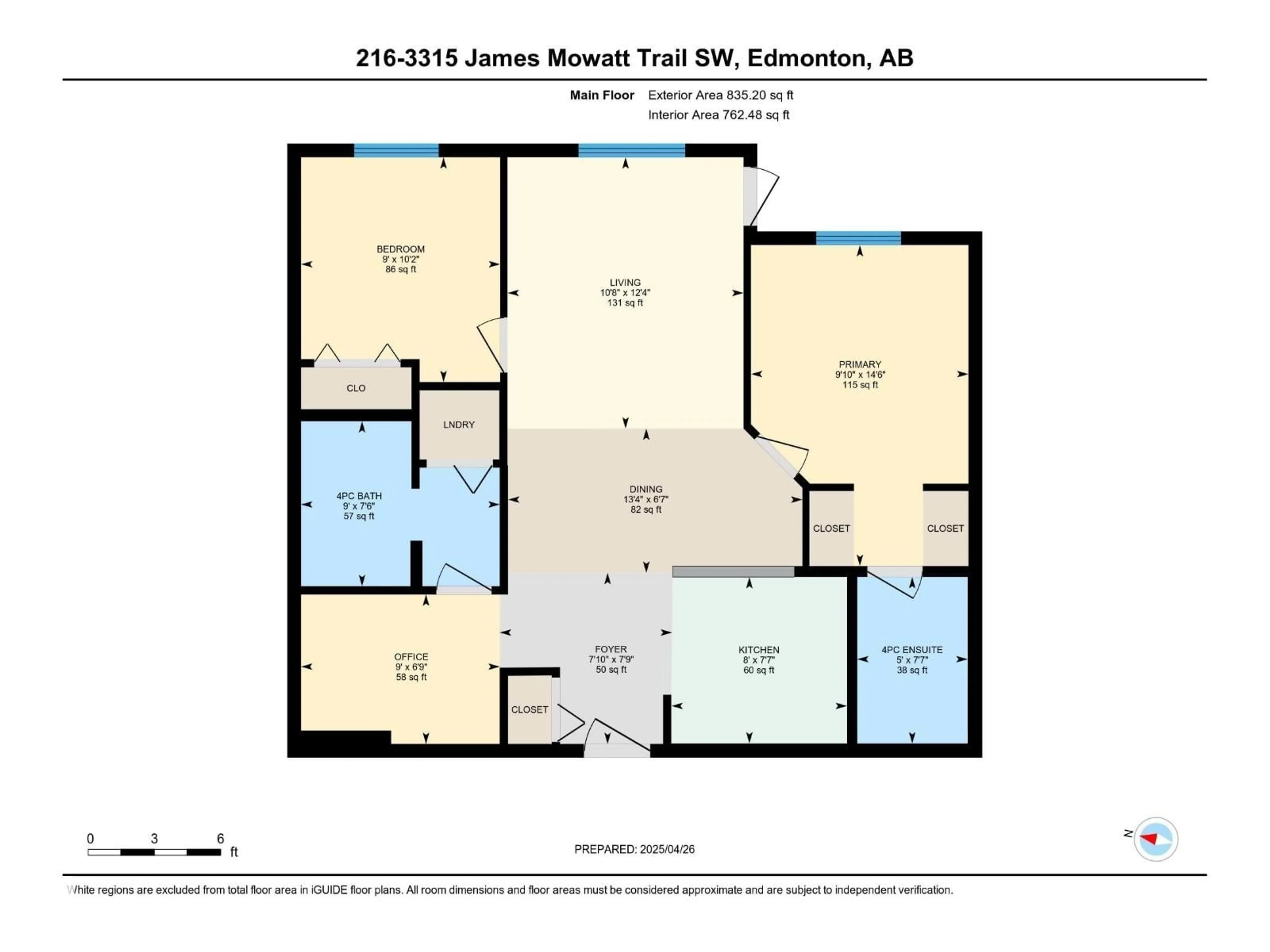 Floor plan for 216 - 3315 JAMES MOWATT TR, Edmonton Alberta T6W3L9