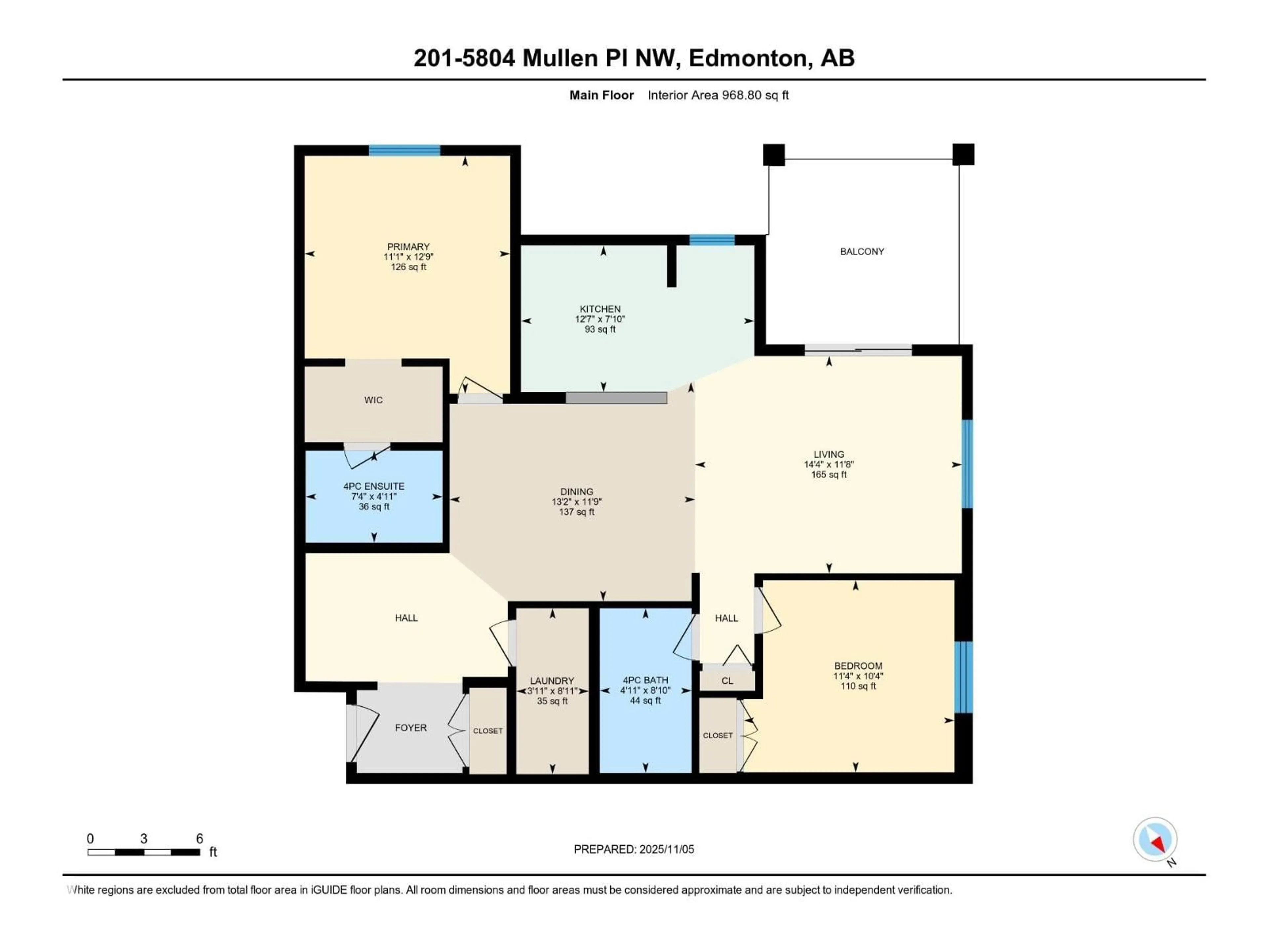Floor plan for 201 - 5804 MULLEN PL, Edmonton Alberta T6R0W3