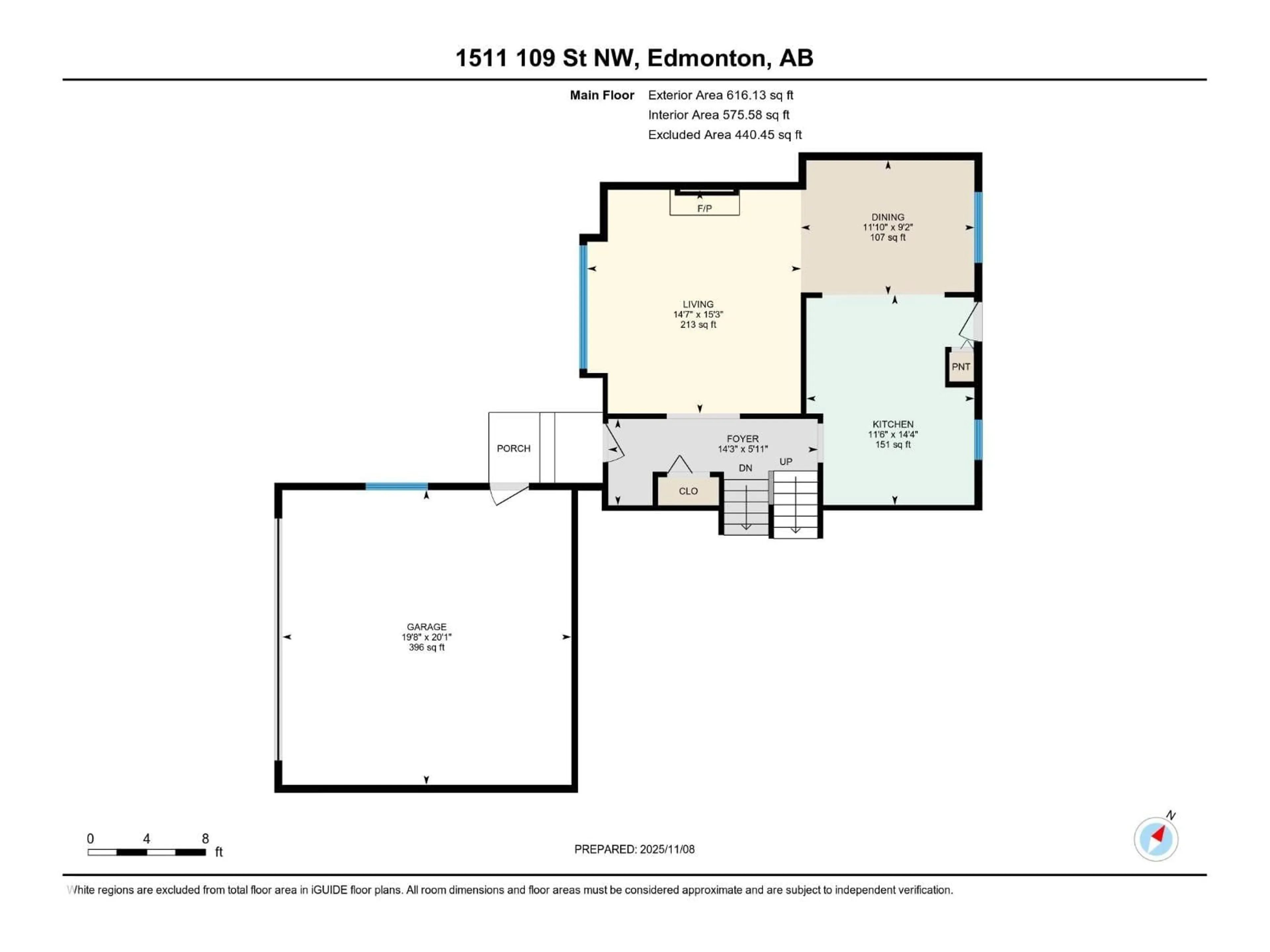 Floor plan for NW - 1511 109 ST, Edmonton Alberta T6J5W9