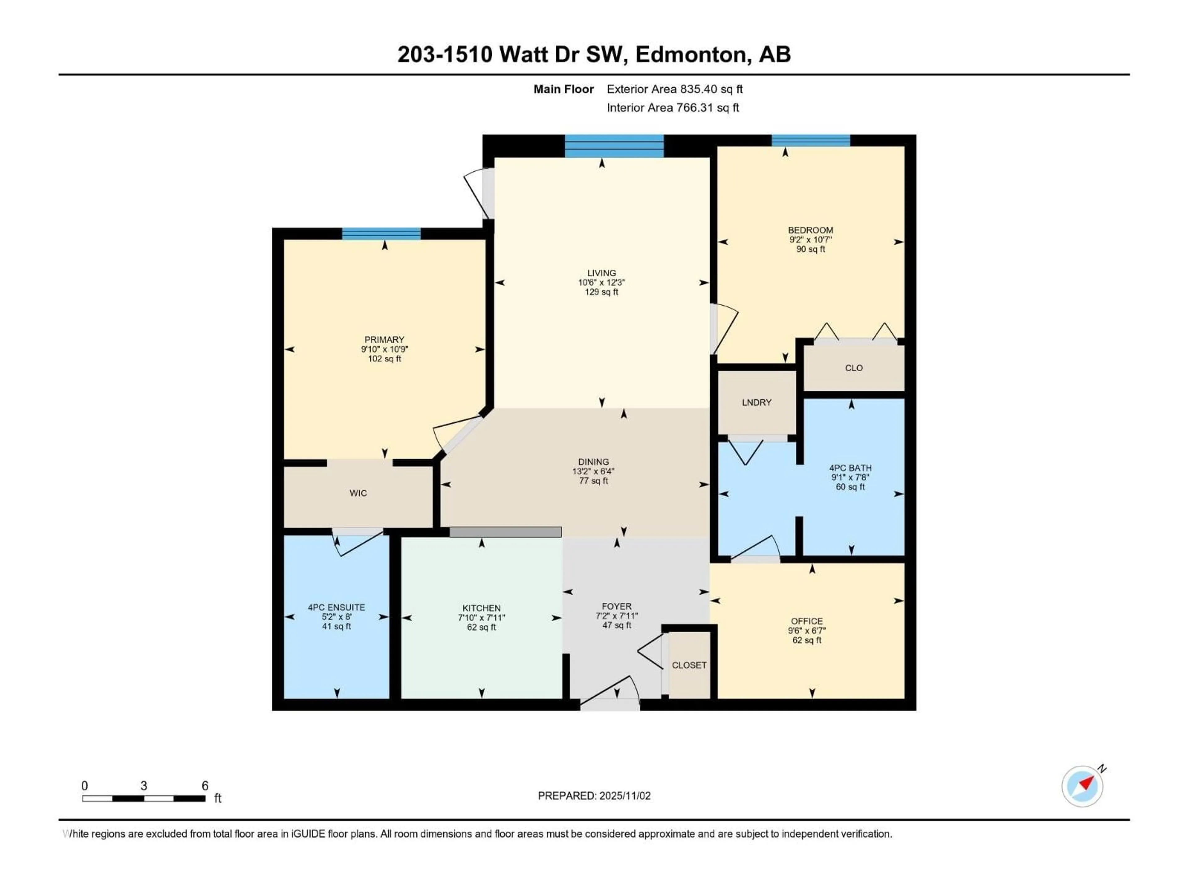 Floor plan for #203 - 1510 WATT DR, Edmonton Alberta T6X2E6
