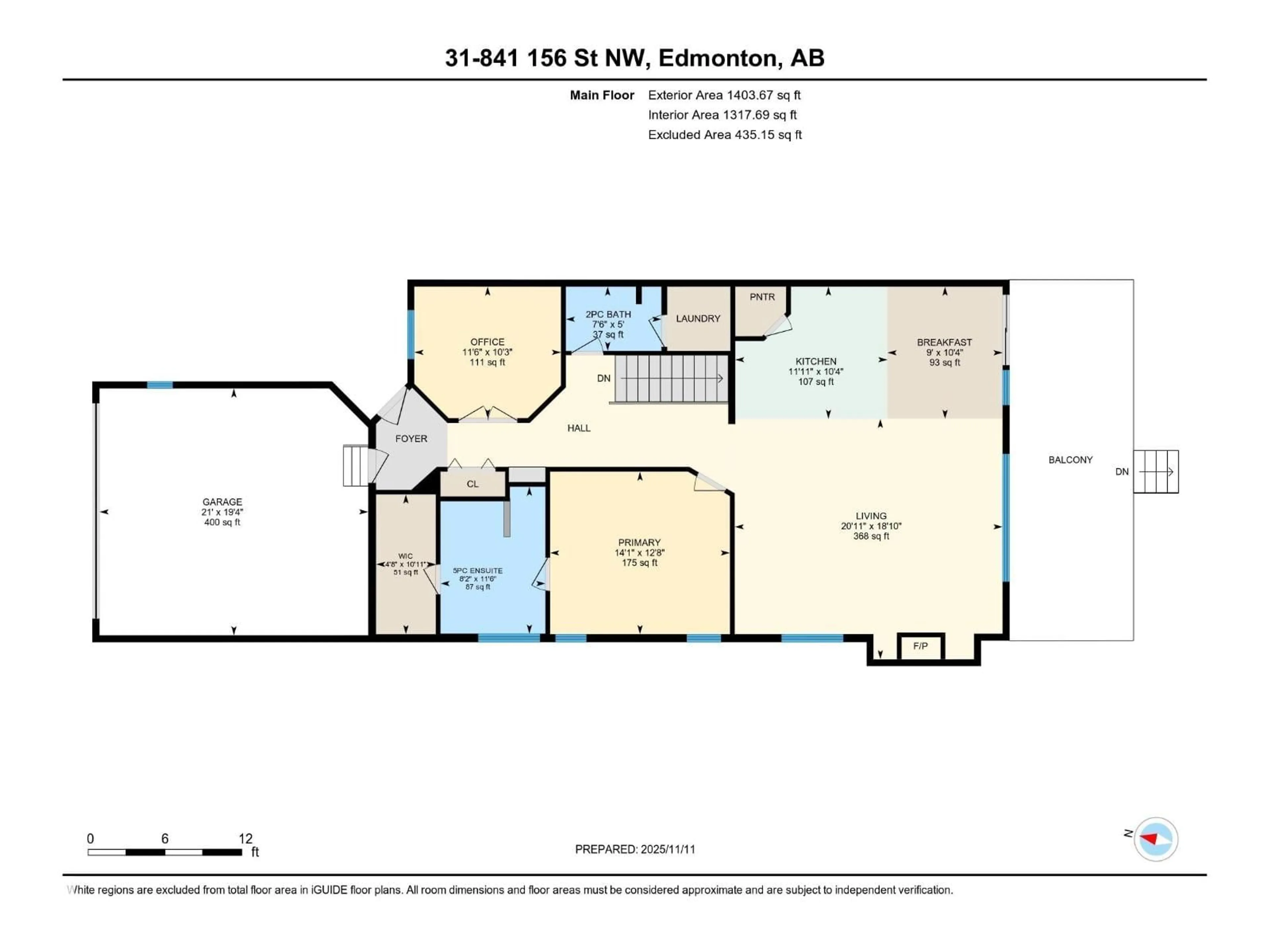 Floor plan for 31 841 156 ST, Edmonton Alberta T6R0B3