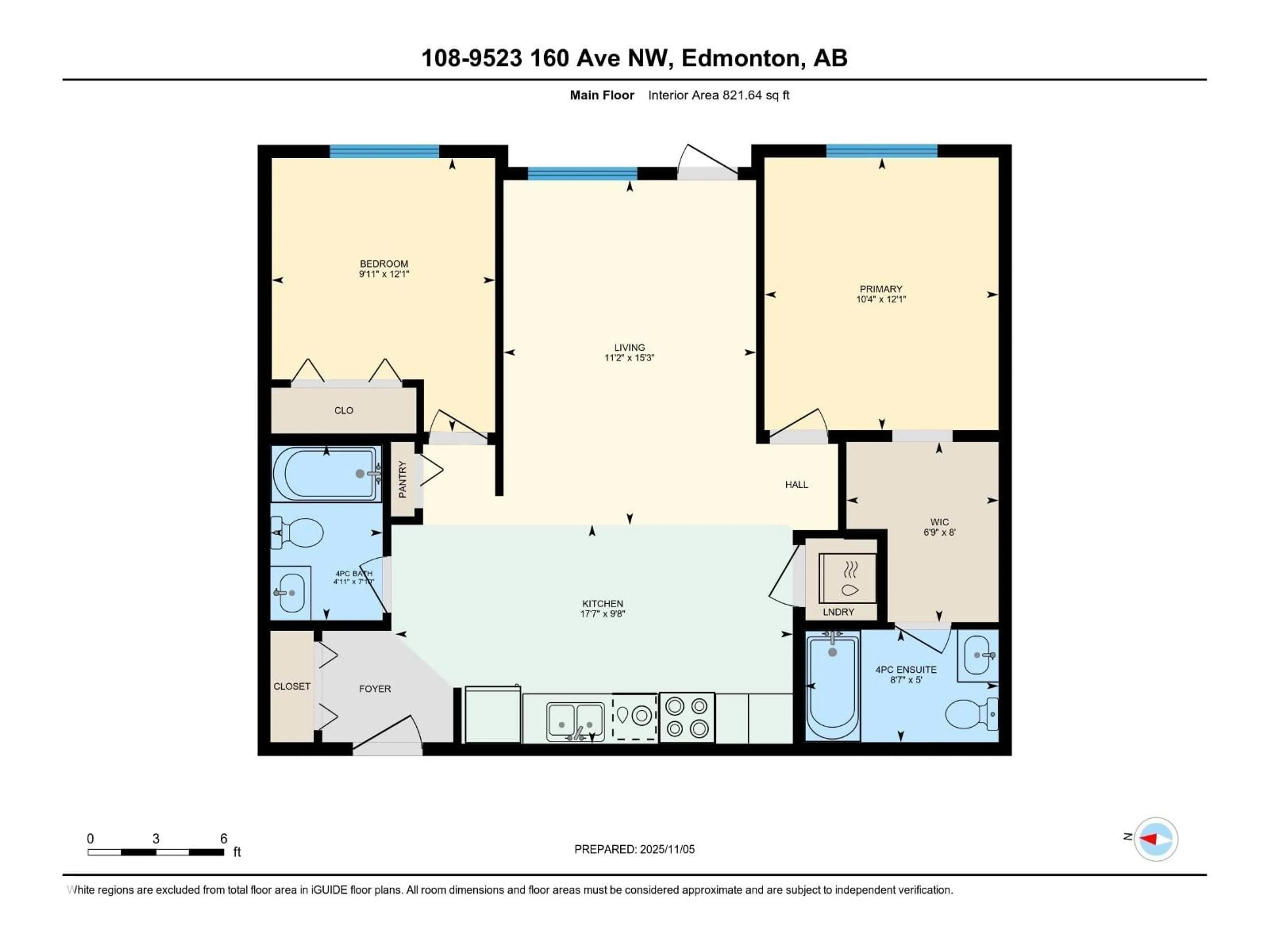 Floor plan for 108 - 9523 160 AV, Edmonton Alberta T5Z0N1