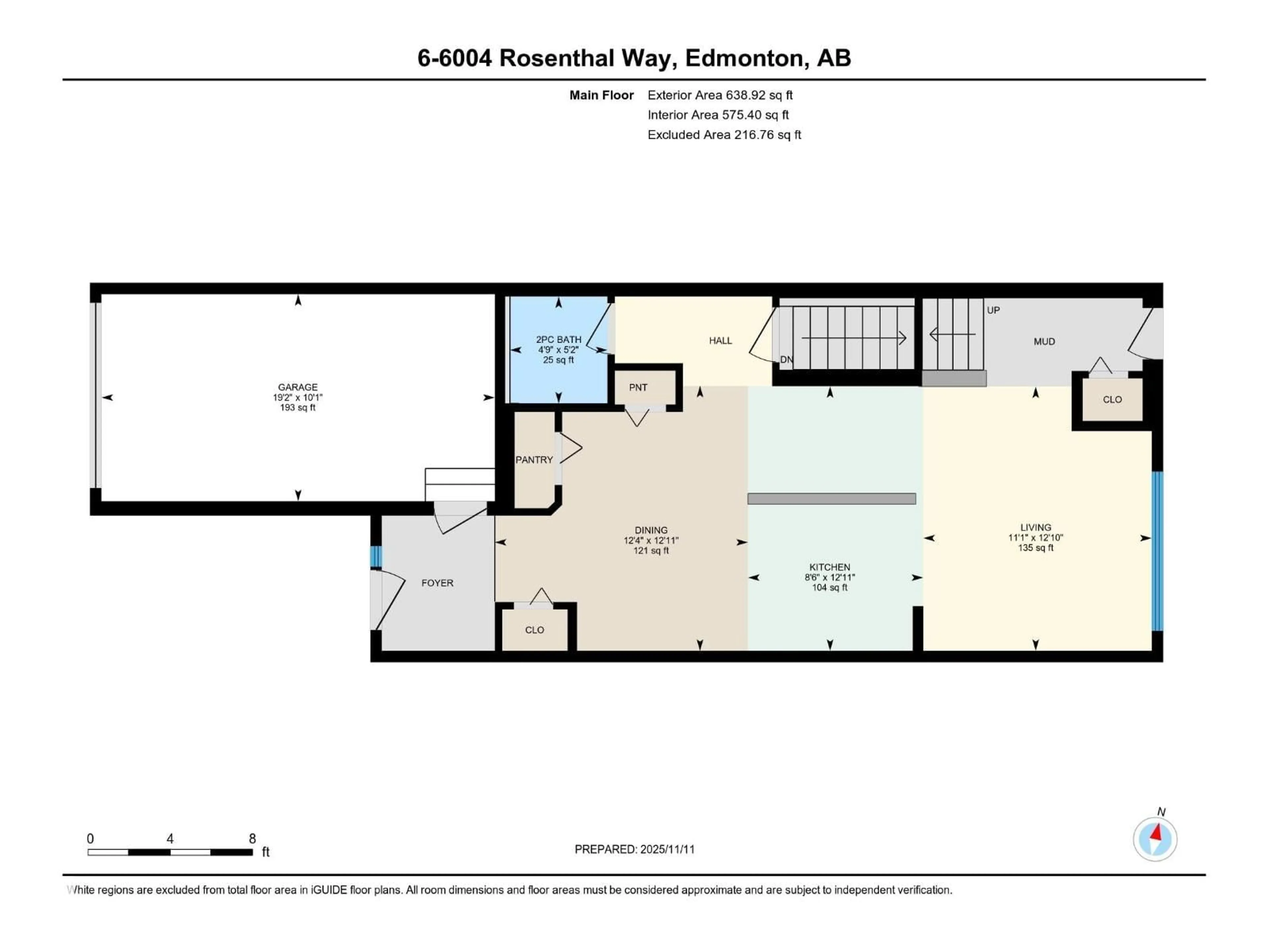 Floor plan for #6 - 6004 ROSENTHAL WY, Edmonton Alberta T5T7L1