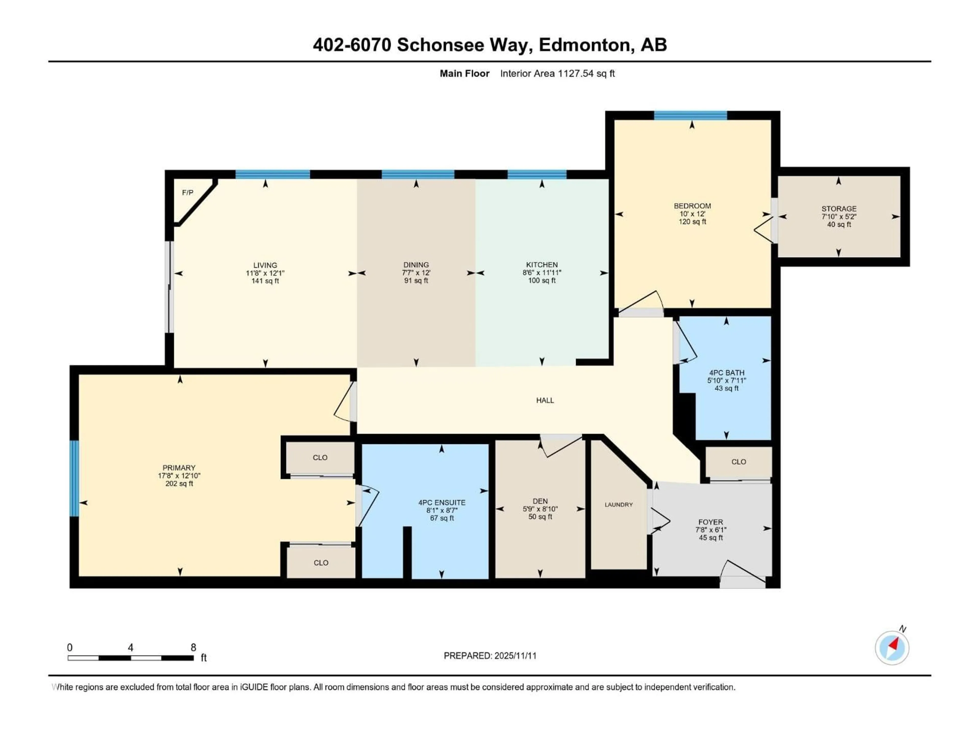 Floor plan for #402 - 6070 SCHONSEE WY, Edmonton Alberta T5Z0G8