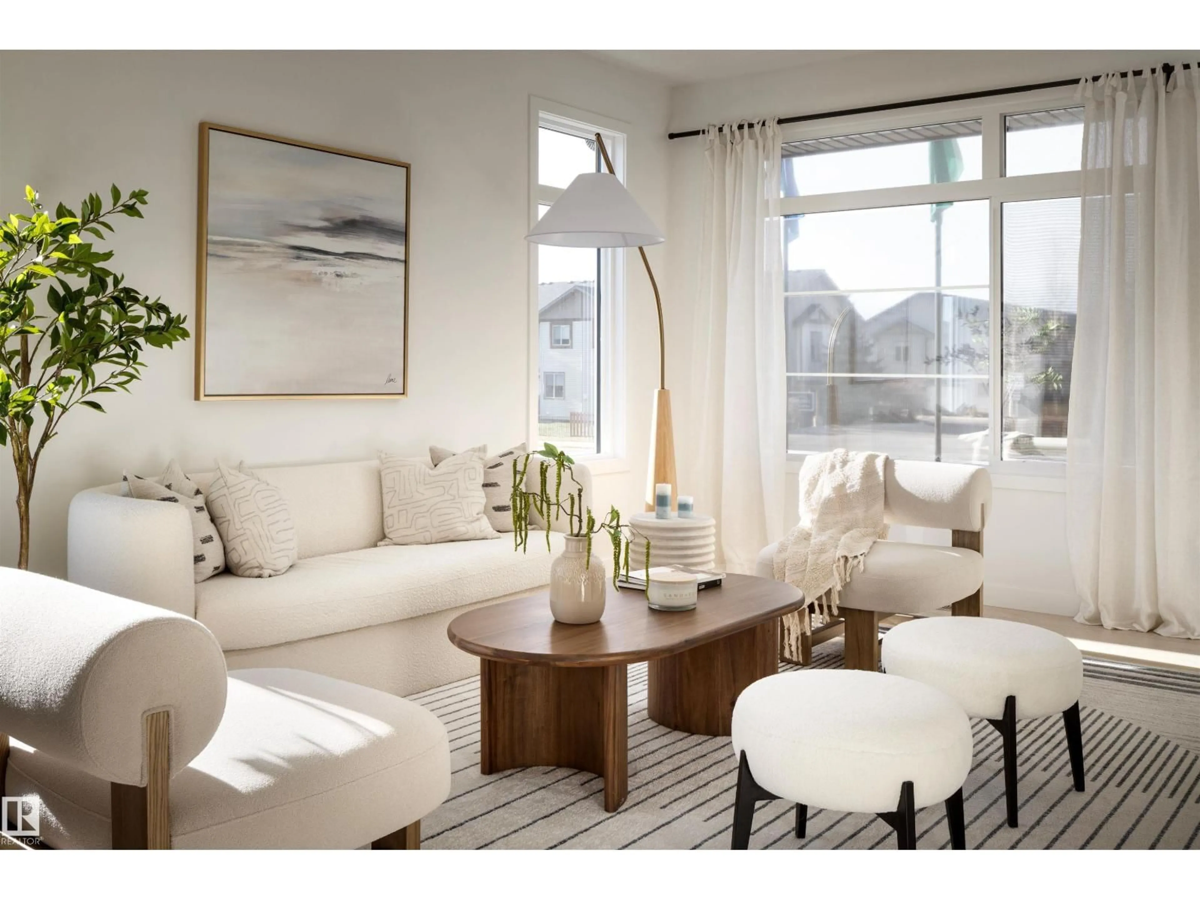 Living room with furniture, wood/laminate floor for 2129 CROSSBILL LN, Edmonton Alberta T5S0W4