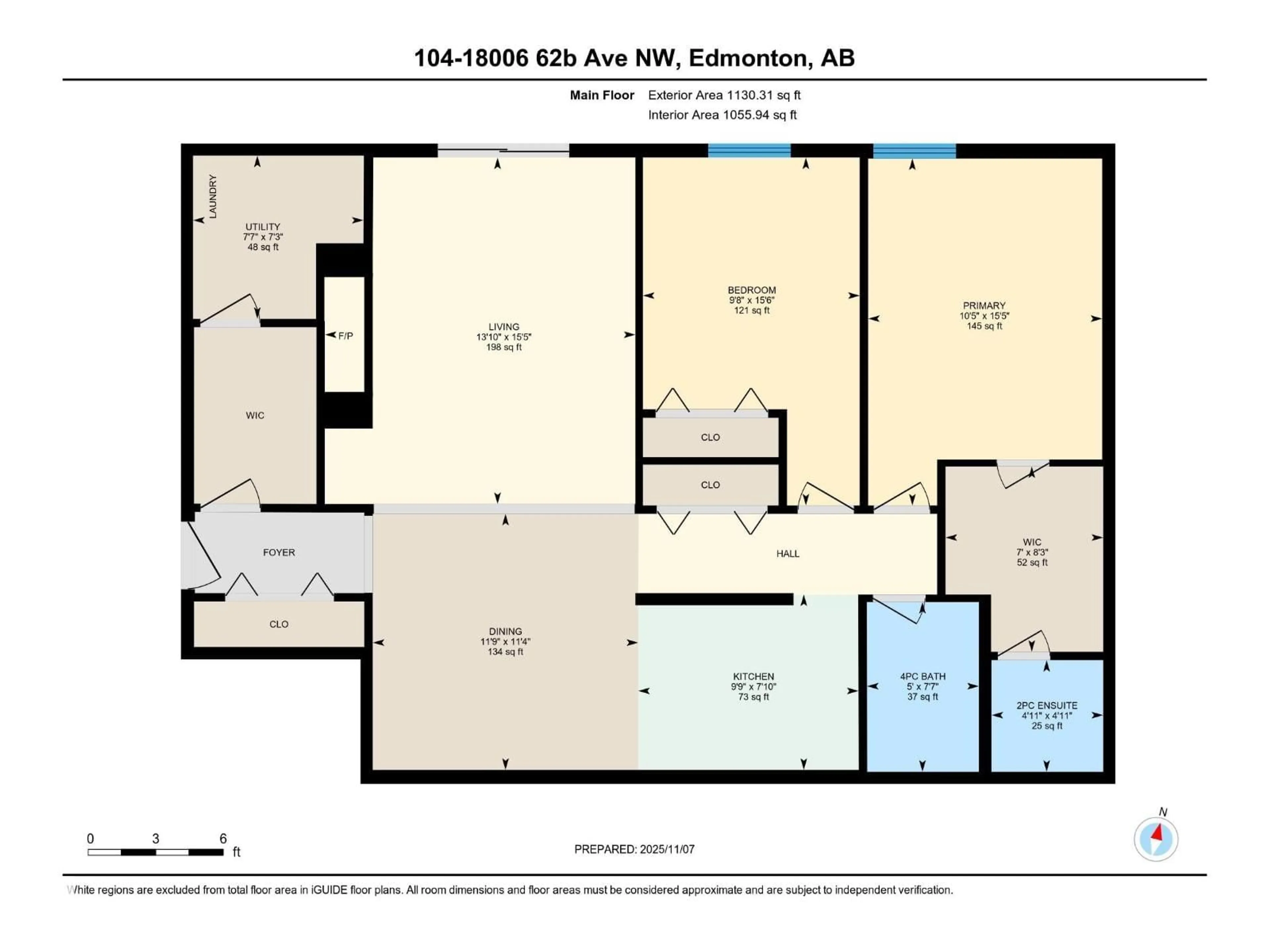 Floor plan for #104 - 18008 62B AV, Edmonton Alberta T5T3C1