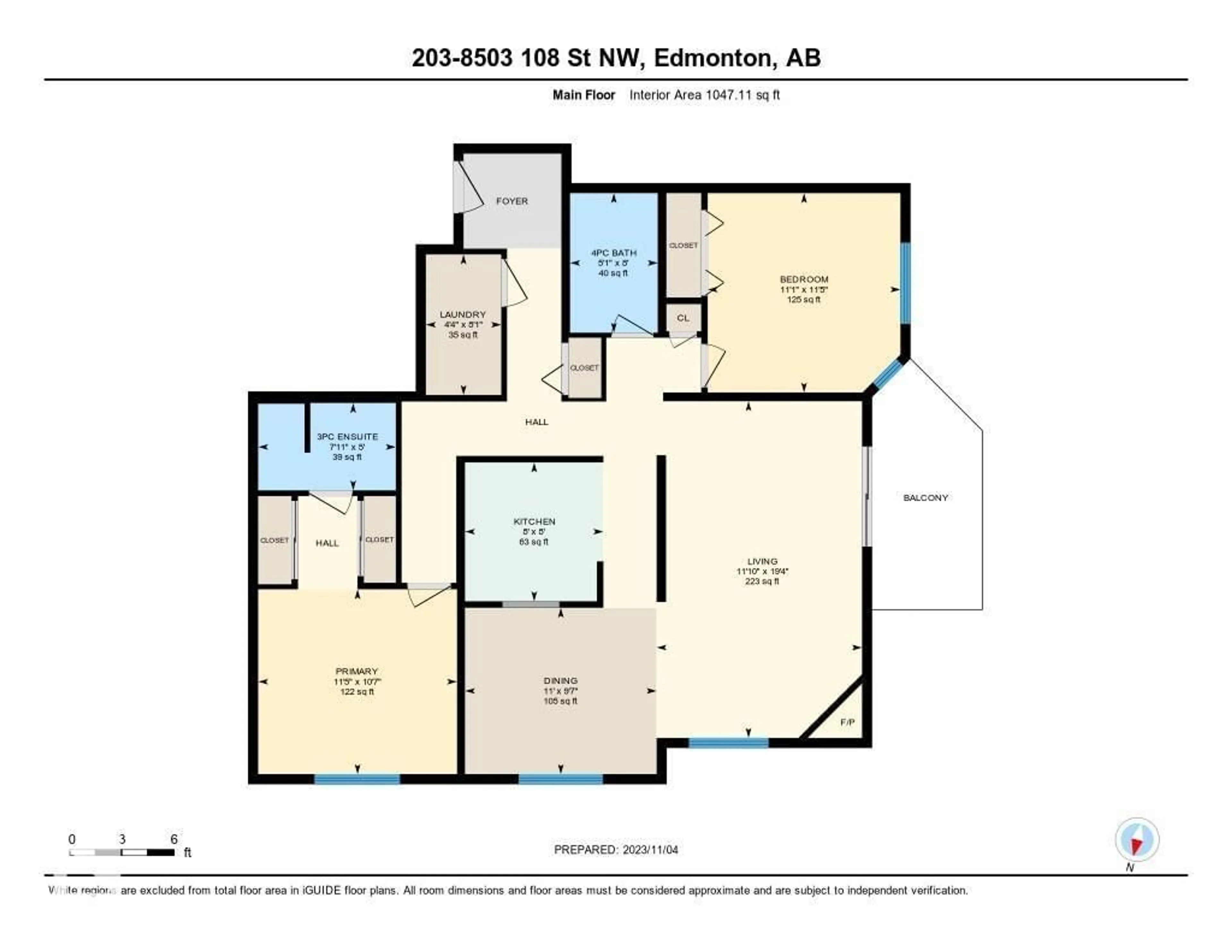 Floor plan for #203 - 8503 108 ST, Edmonton Alberta T6E6J9