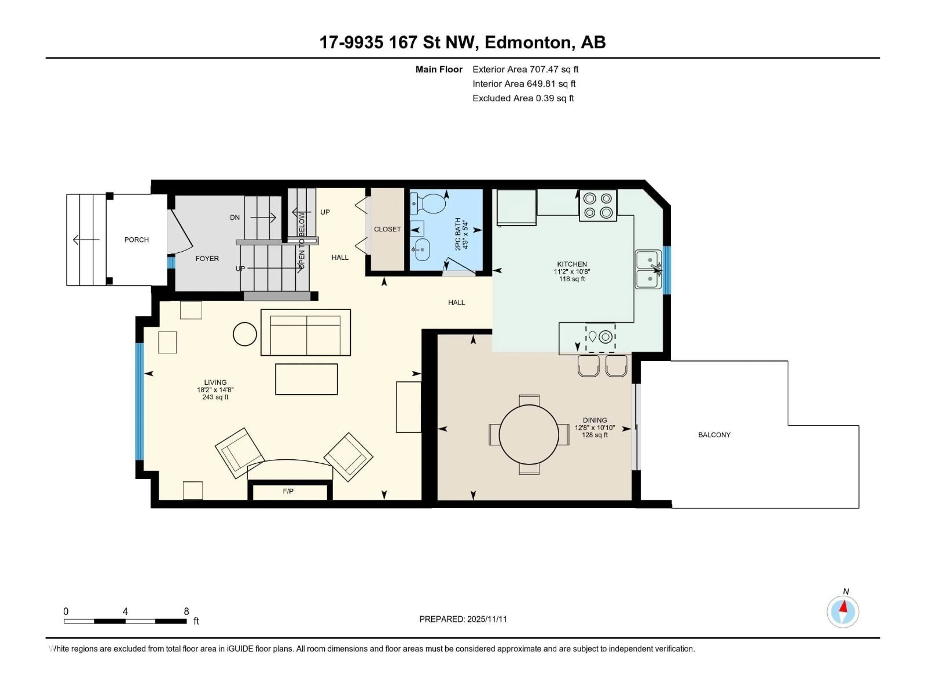 Floor plan for 17 - 9935 167 ST, Edmonton Alberta T5P4Y6