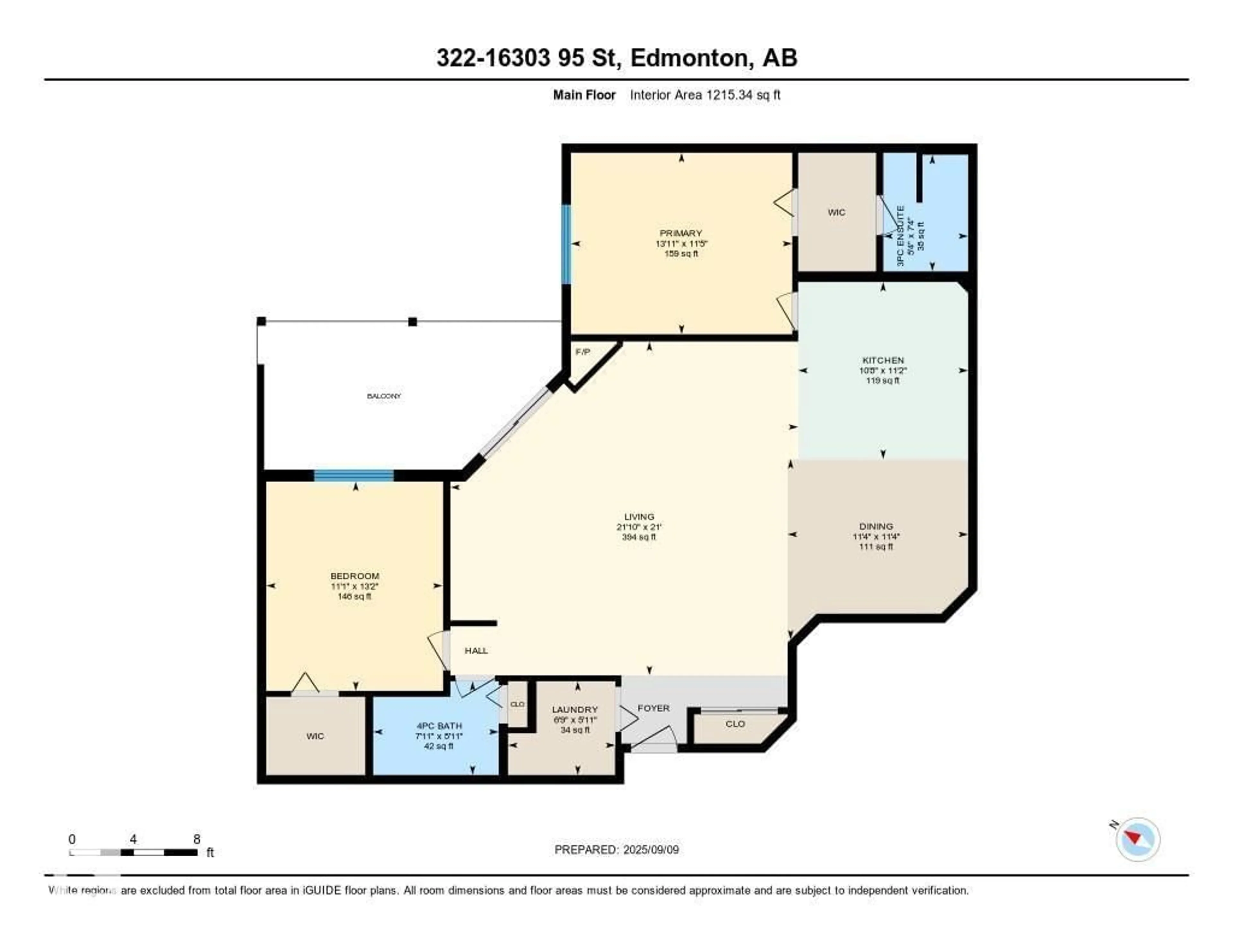 Floor plan for #322 - 16303 95 ST, Edmonton Alberta T5Z3V1