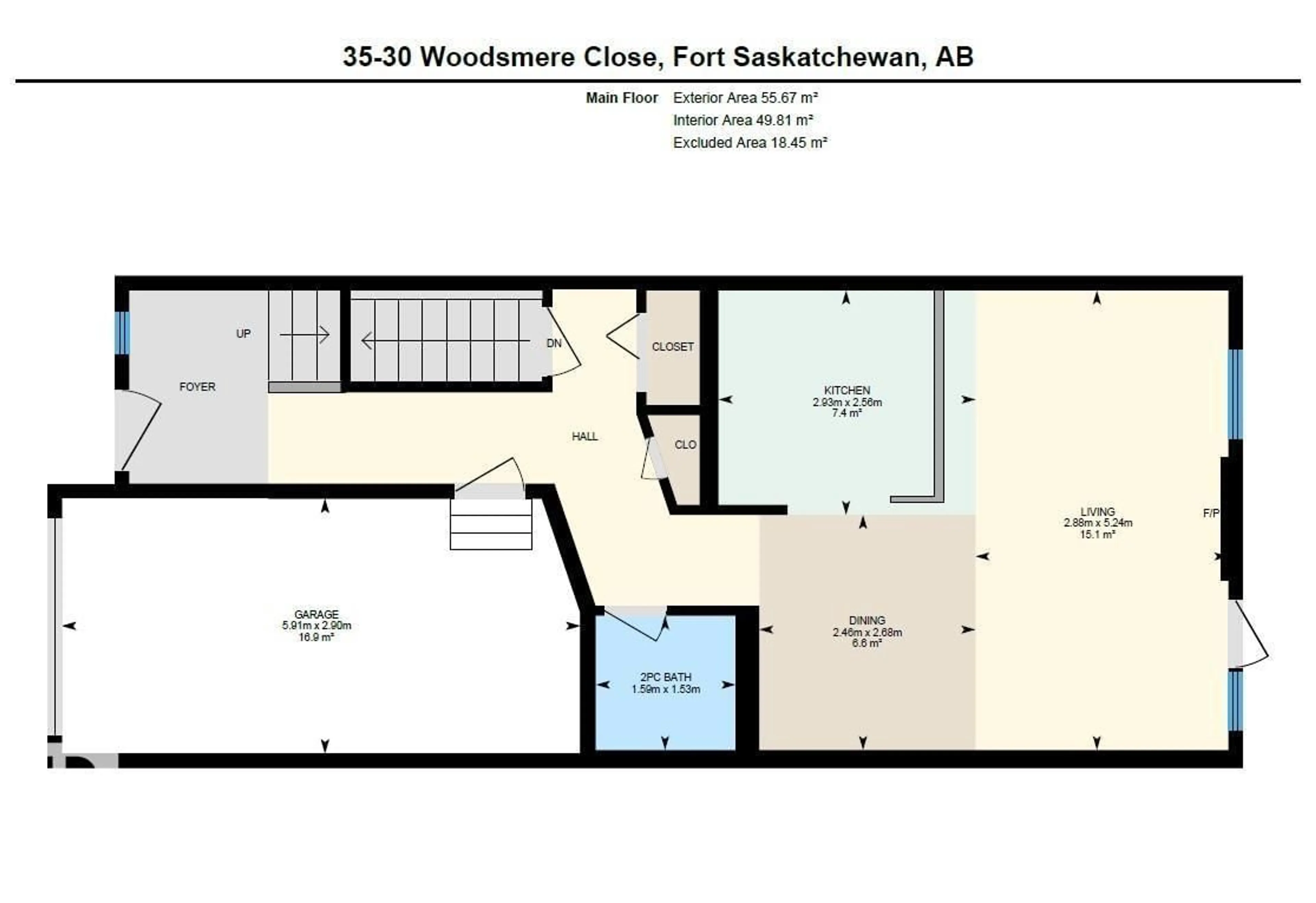 Floor plan for 15 - 35 WOODSMERE, Fort Saskatchewan Alberta T8L4S2