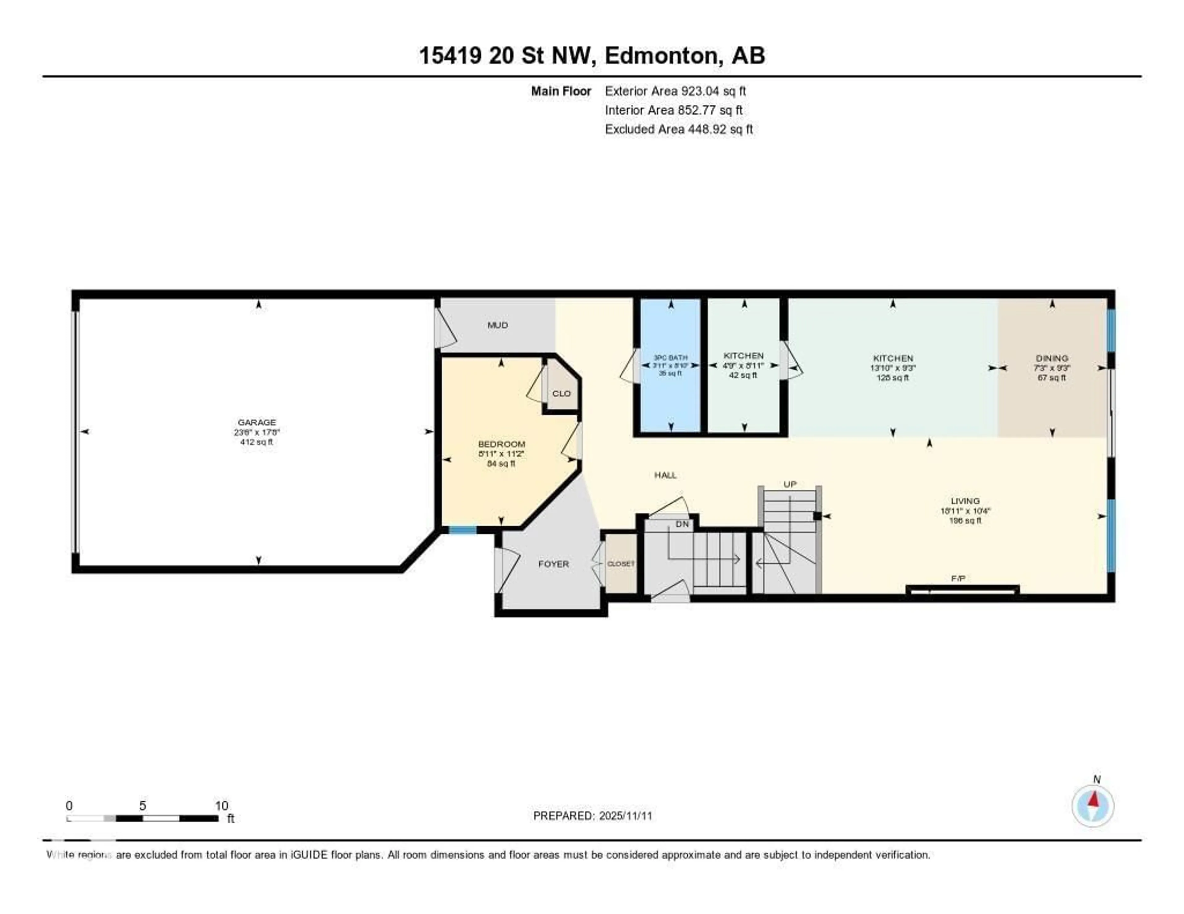 Floor plan for NW - 15419 20 ST, Edmonton Alberta T5Y4H8