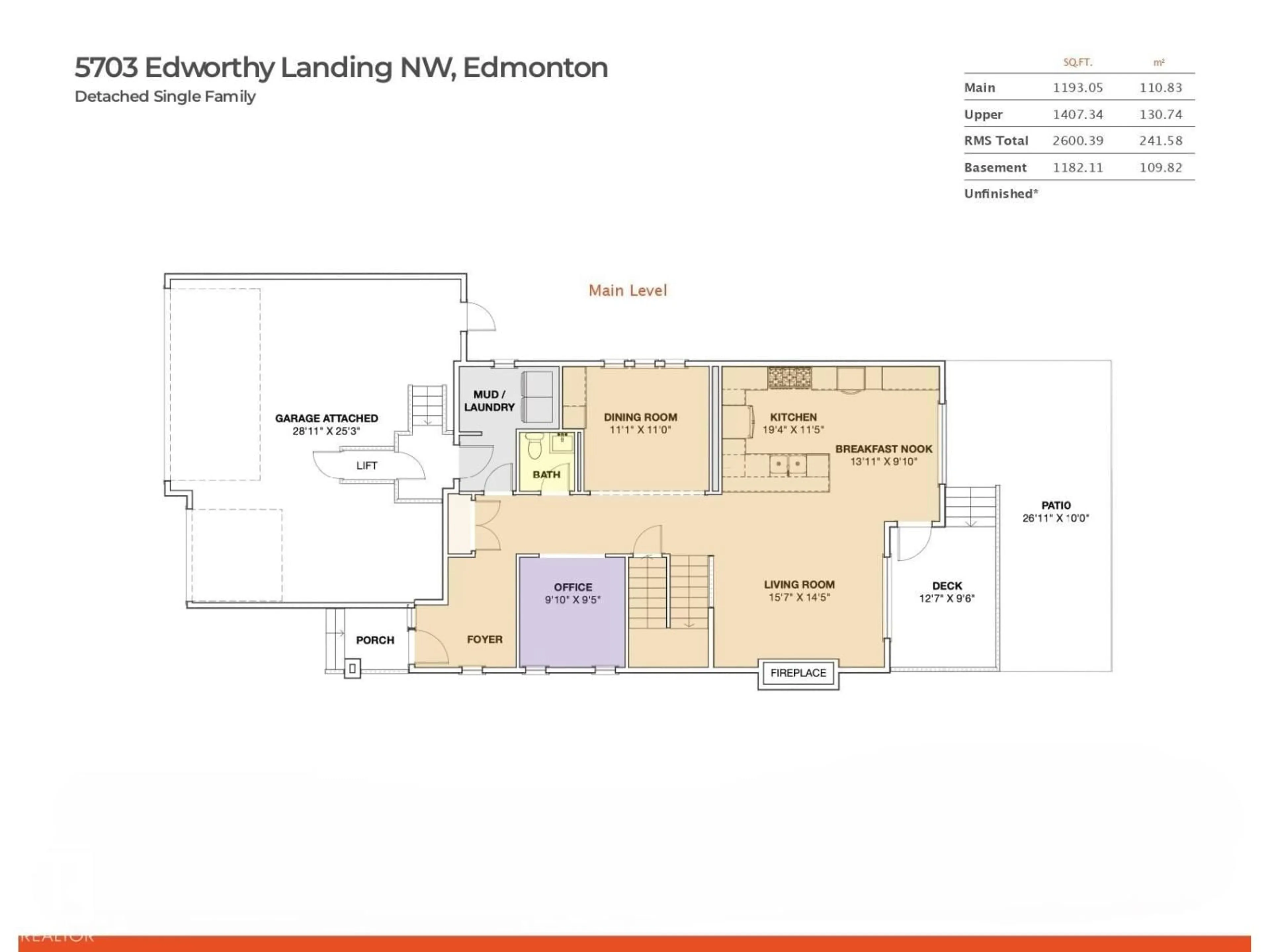 Floor plan for 5703 EDWORTHY LANDING LD, Edmonton Alberta T6M0P2