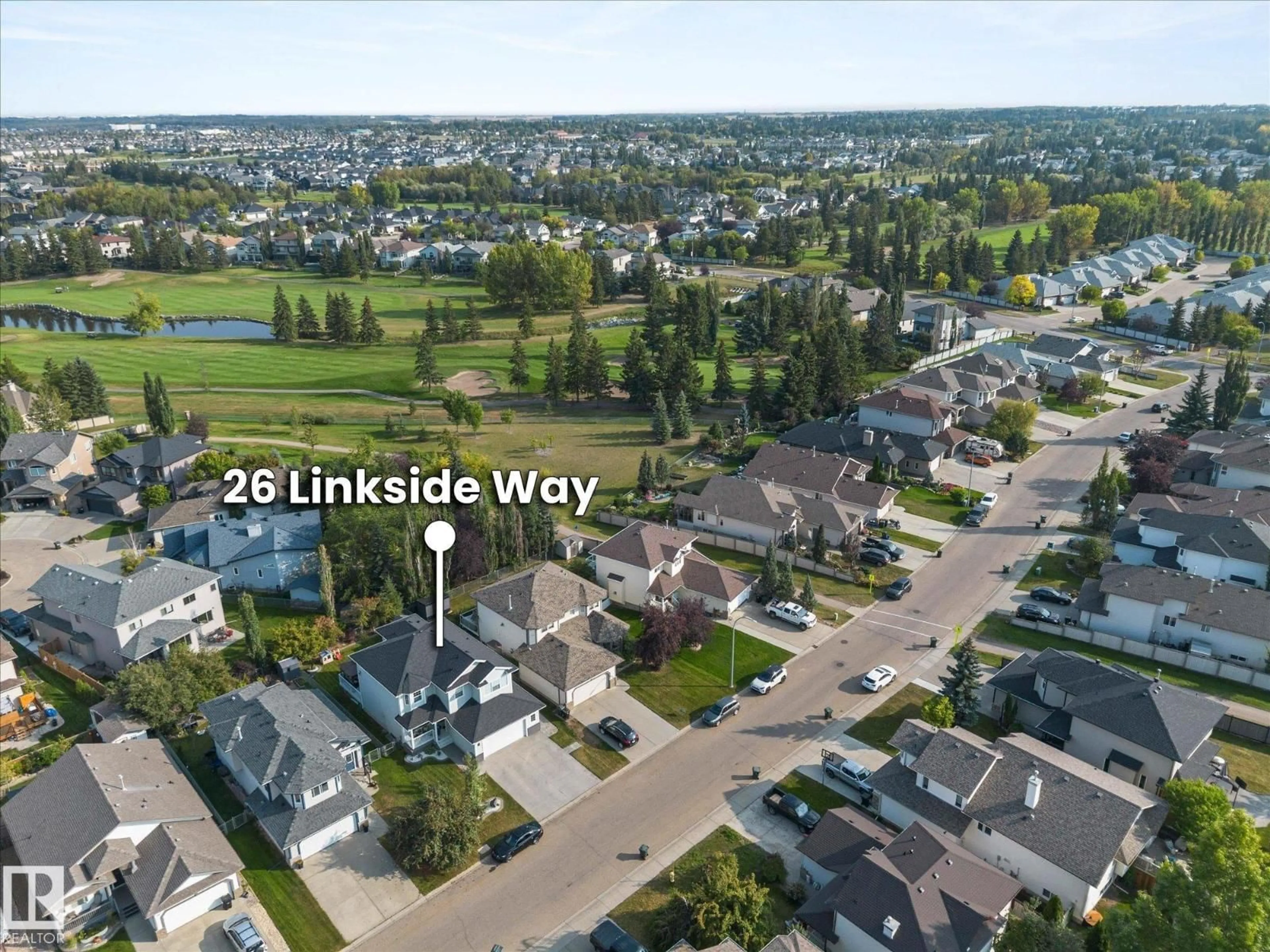 A pic from outside/outdoor area/front of a property/back of a property/a pic from drone, street for 26 LINKSIDE WY, Spruce Grove Alberta T7X4L5