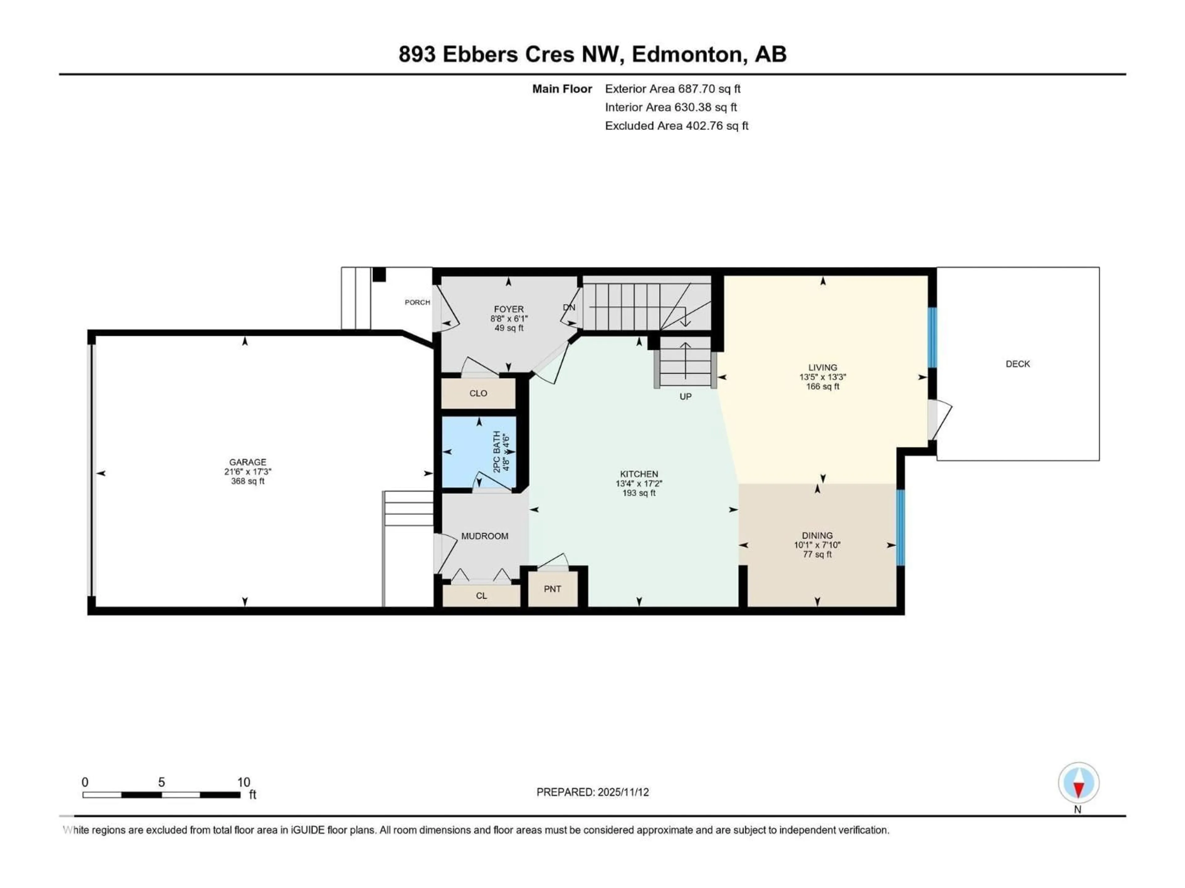 Floor plan for 893 EBBERS CR, Edmonton Alberta T5Y3V1